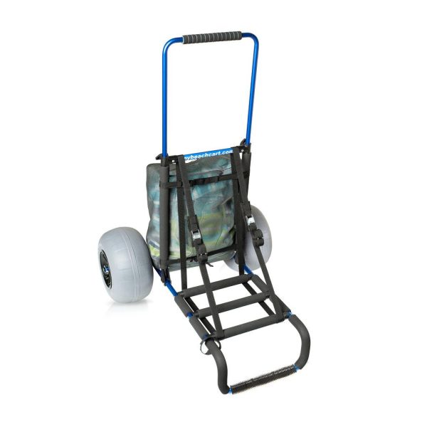 My Beach Cart Heavy Duty Folding Cart with 12′′ Balloon Tires, Aluminum Frame, Adjustable Handle, Large Mesh Bag for Sand