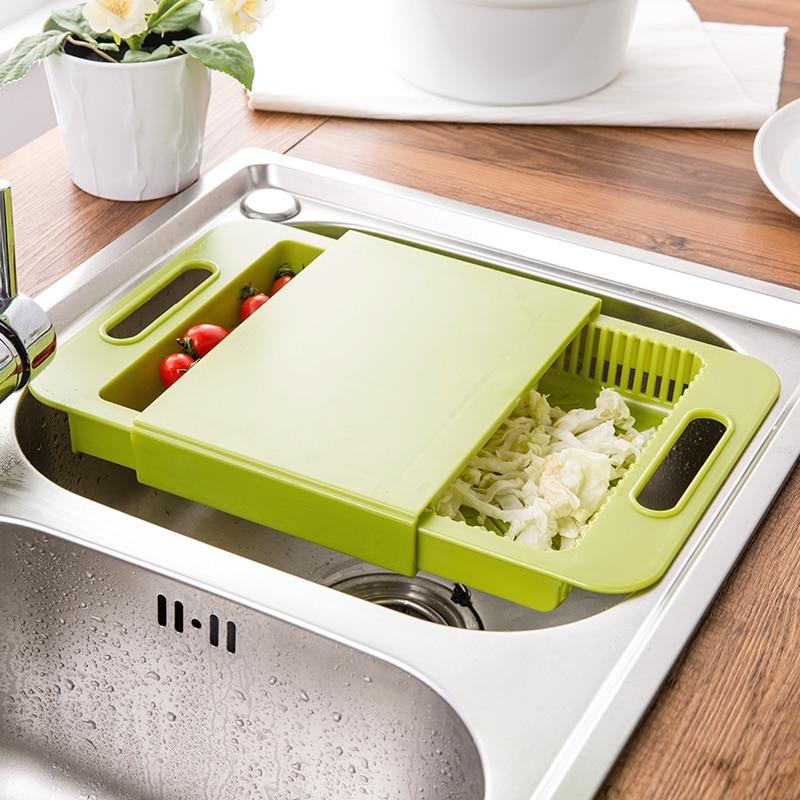 Multifunction Kitchen Cutting Board with Drain Basket & Sink �?Smart Chopping Board for Vegetables, Meat & Meal Prep