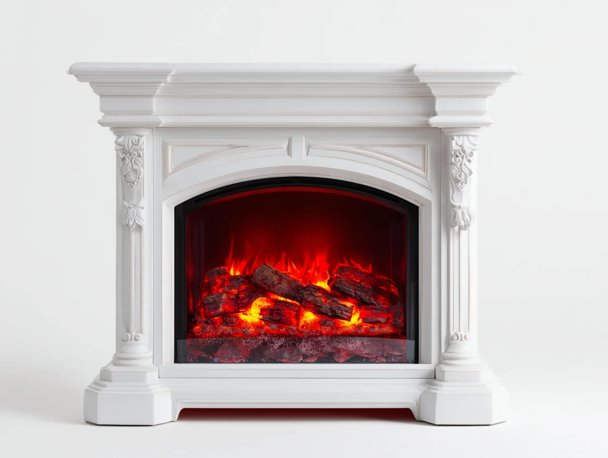 Chimeneas eléctricas clásicas 120x35x105 cm - blanco - efecto llama LED decorativa para salón