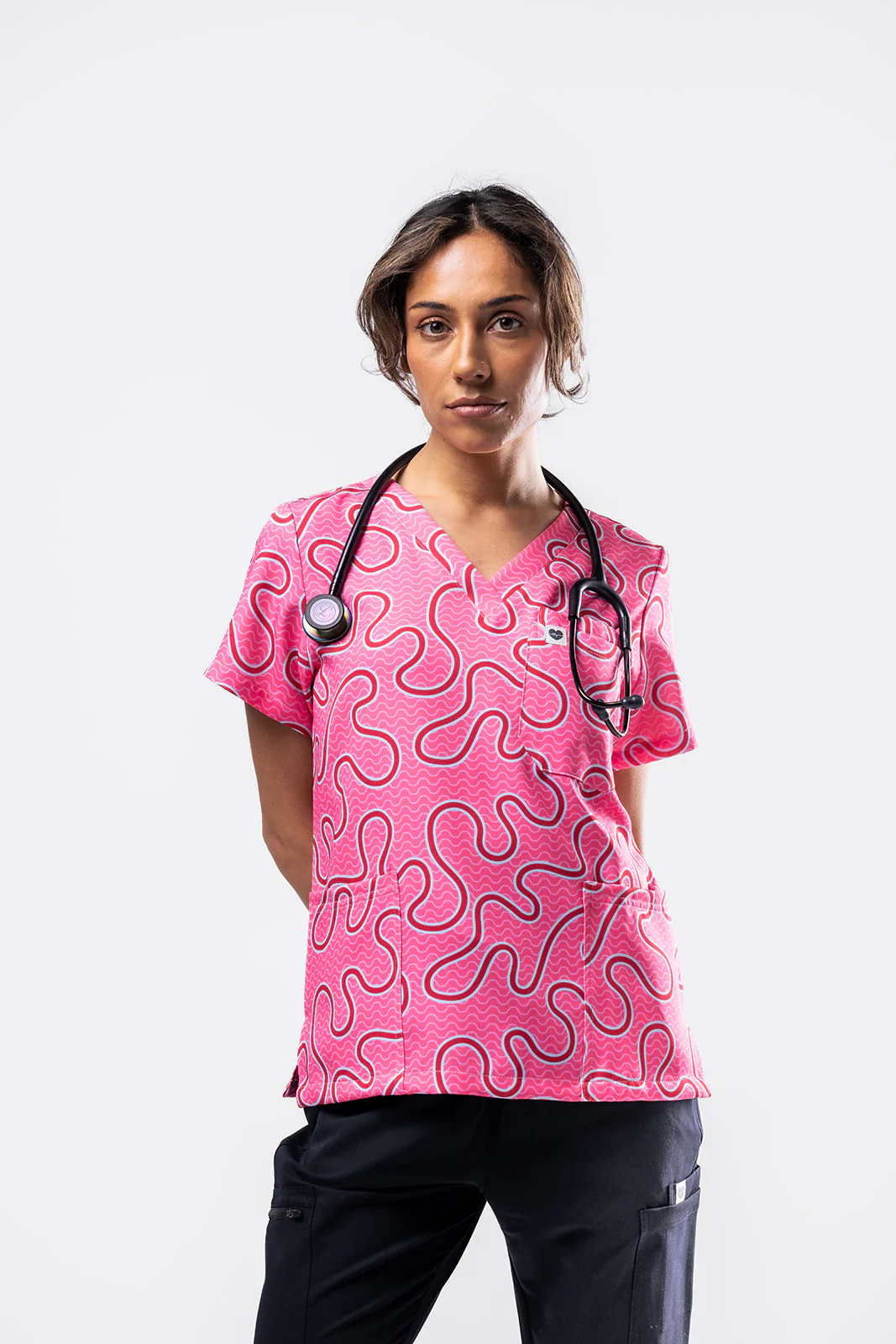 Pink Ripple Scrub Top