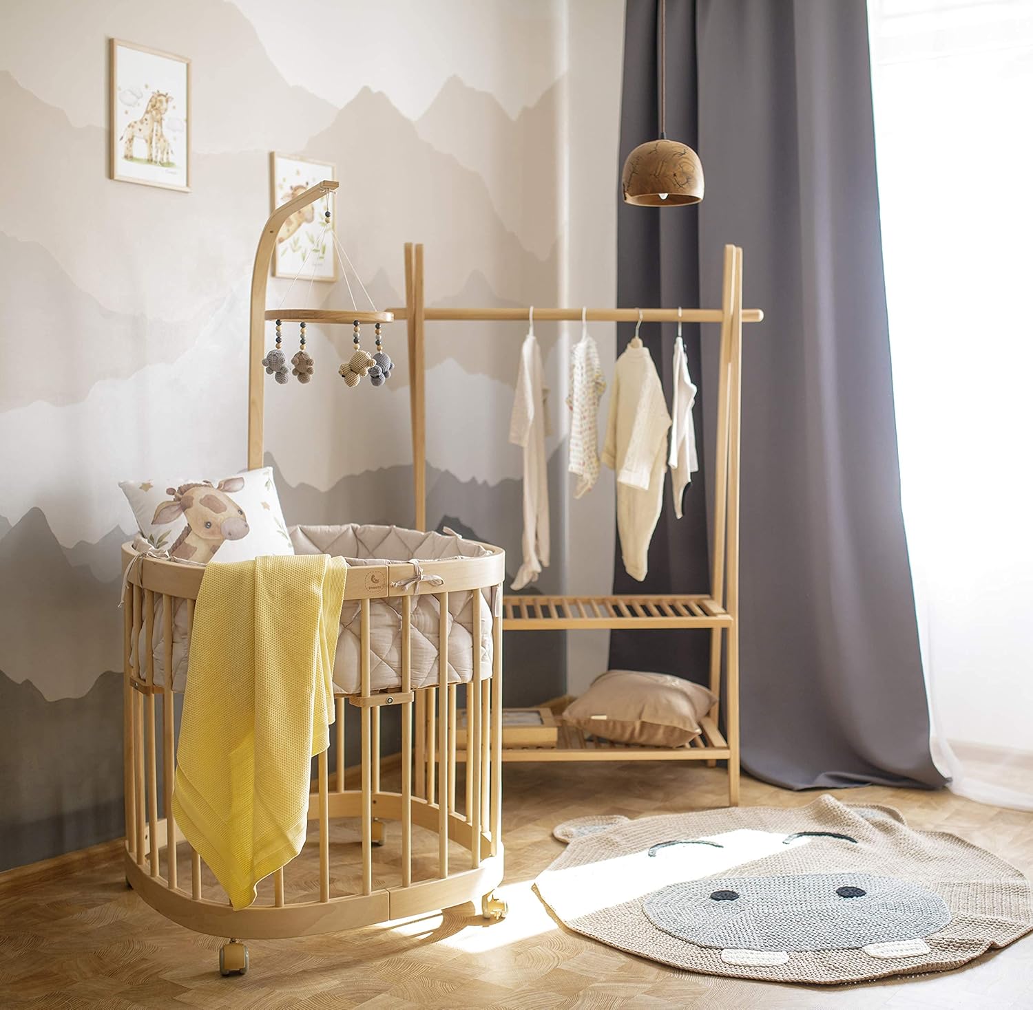 tweeto® Babybett 7 in 1 – mitwachsendes Babybett aus Holz | höhenverstellbares Beistellbett & Gitterbett | umbaubar zu Kinderbett & Laufstall (Buche Natur)