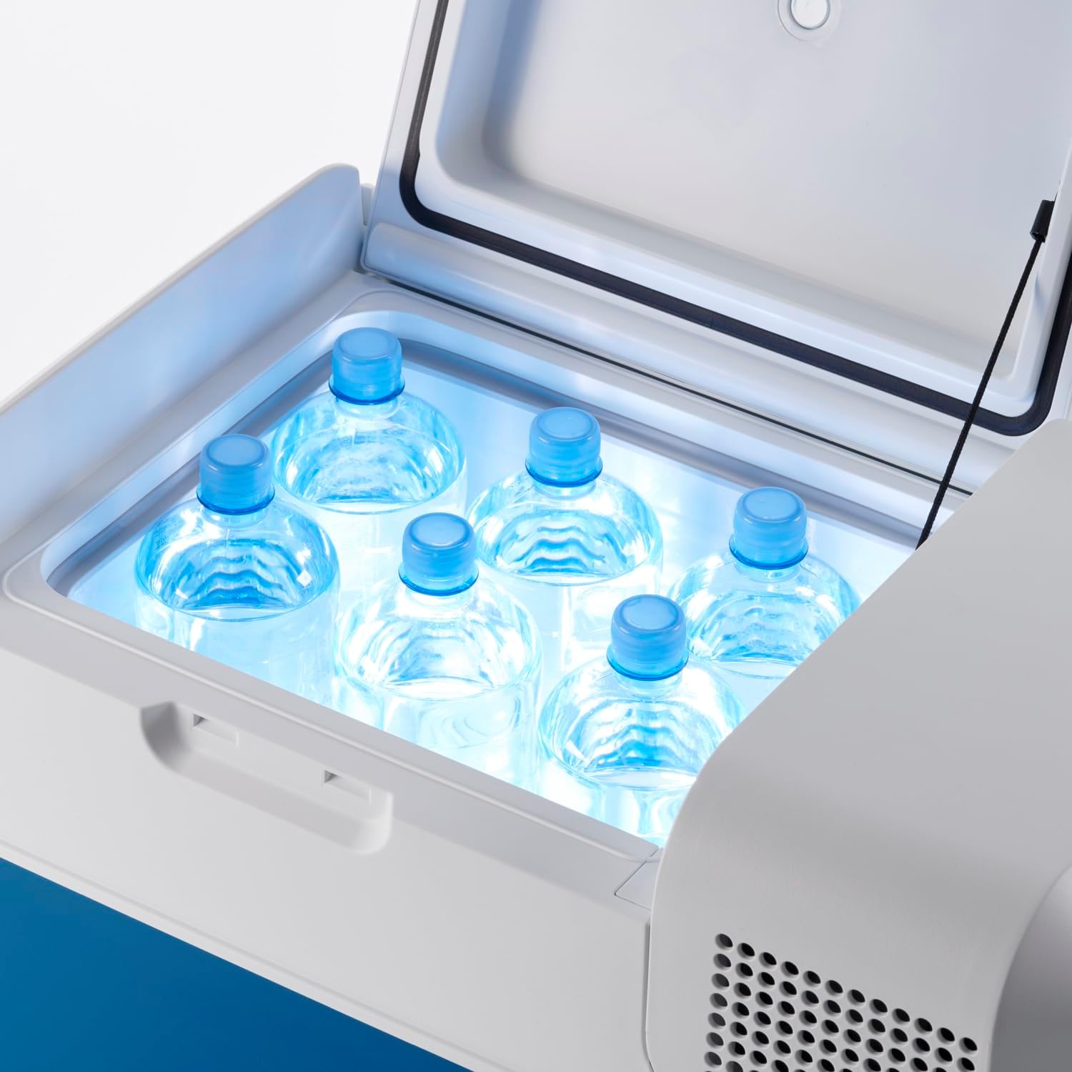 Mobicool MCF40, elektrische Kompressor-Kühlbox, 38 Liter, 12/24/230 V, Mini-Kühlschrank für Auto, Lkw, Boot, Reisemobil und Steckdose, Blue