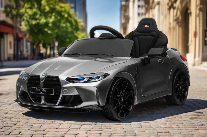 Licensed BMW M4 12V Kids Electric Ride on Car With Remote - Metallic Grey