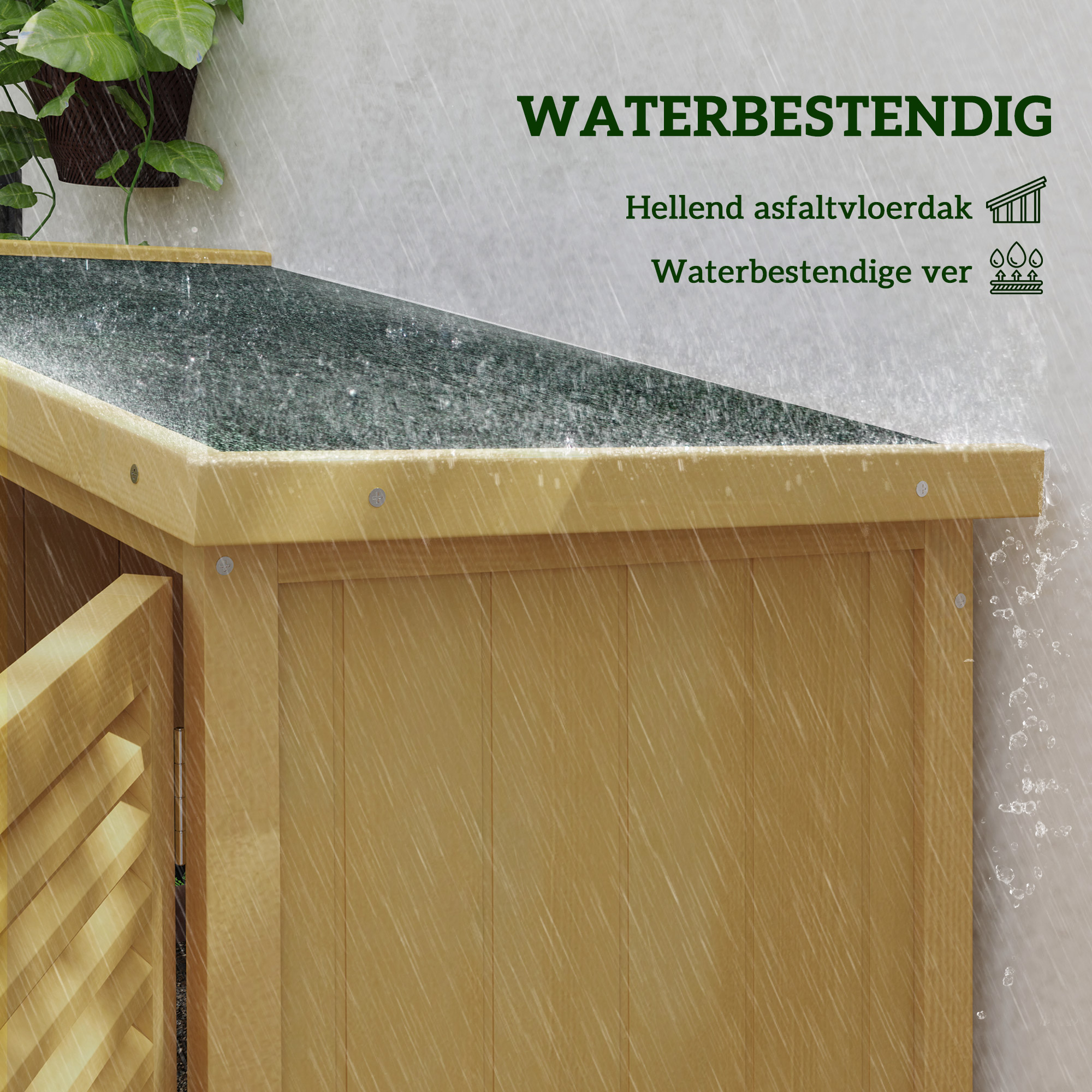 Outsunny Weerbestendige Tuinkast, 2 Deuren met Slot, Grenenhout, 87L x 46,5B x 160H cm, Lichtgeel