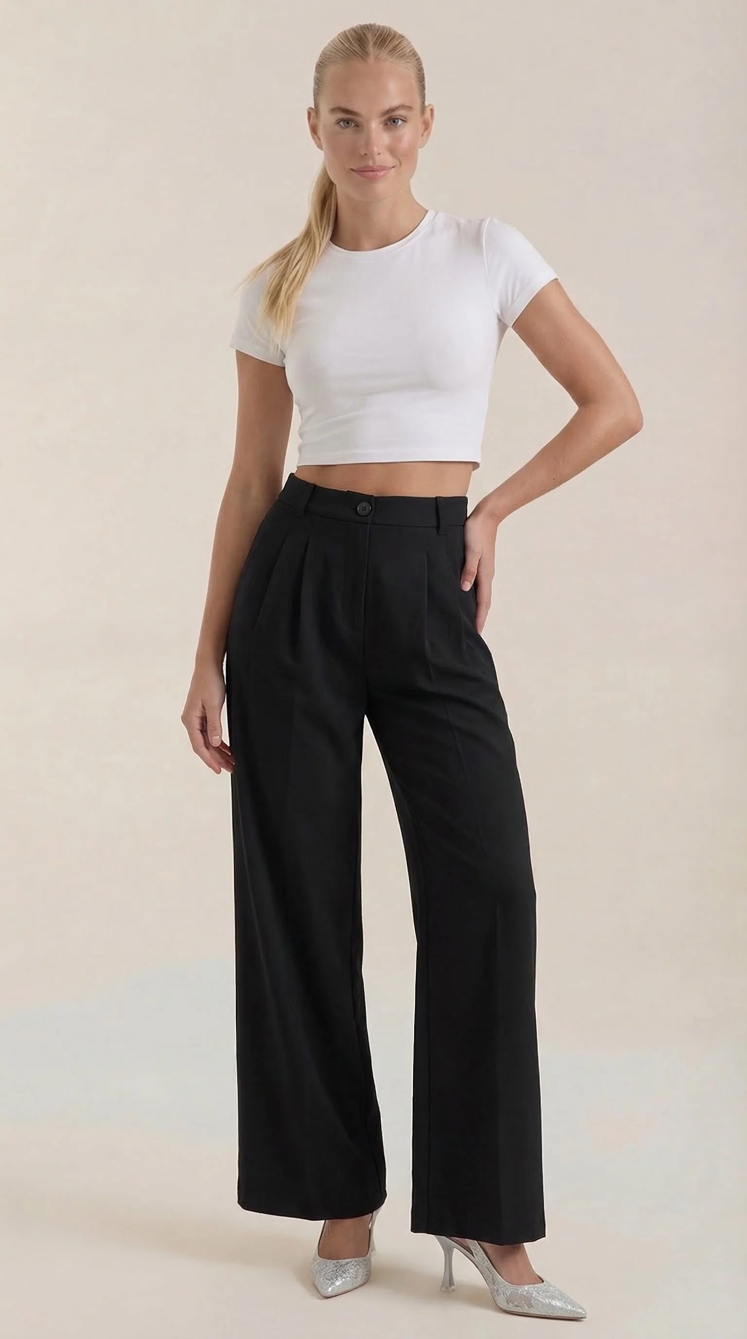 High Waist Stoffhose