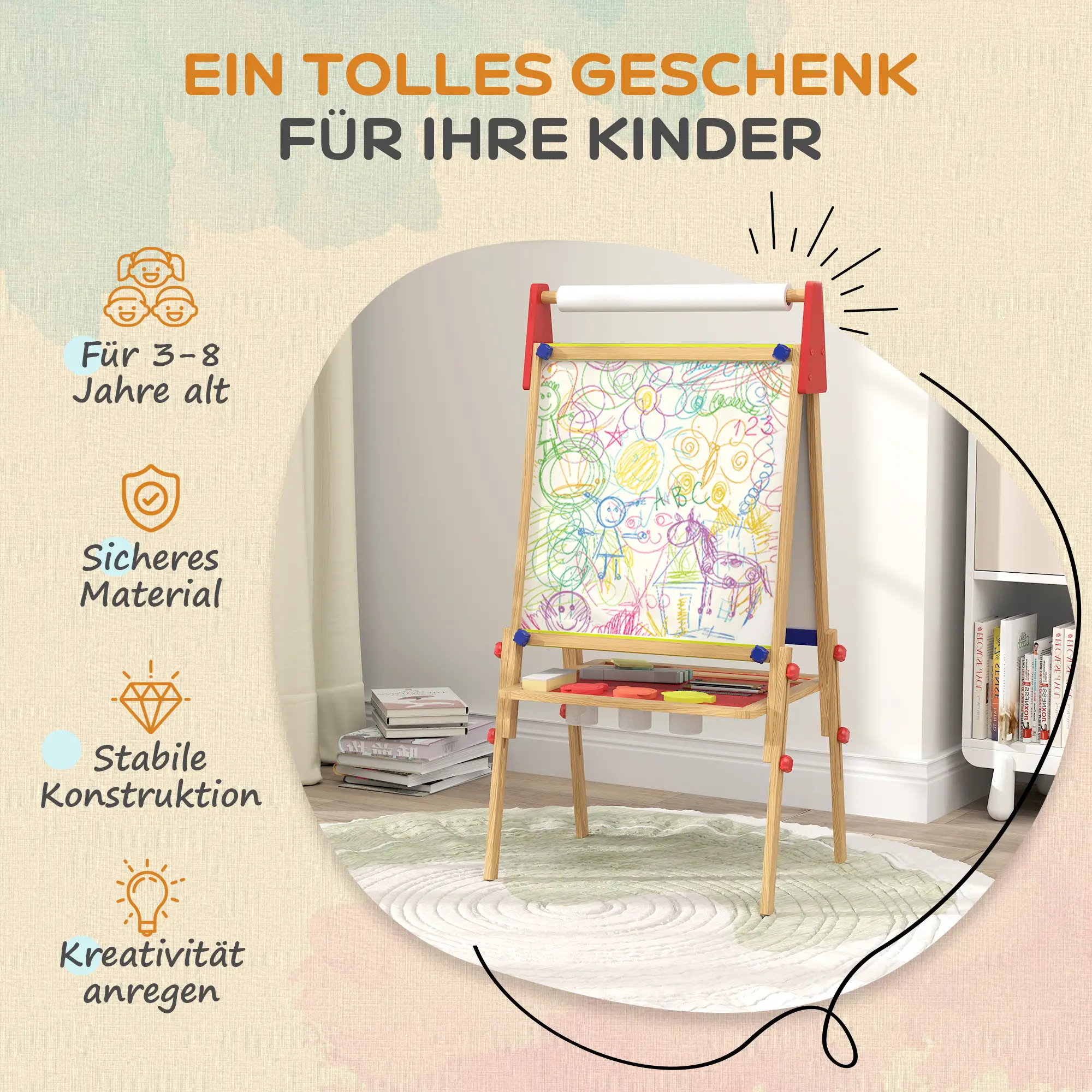 AIYAPLAY 3-in-1 kindertafel in hoogte verstelbaar �C natuurhout