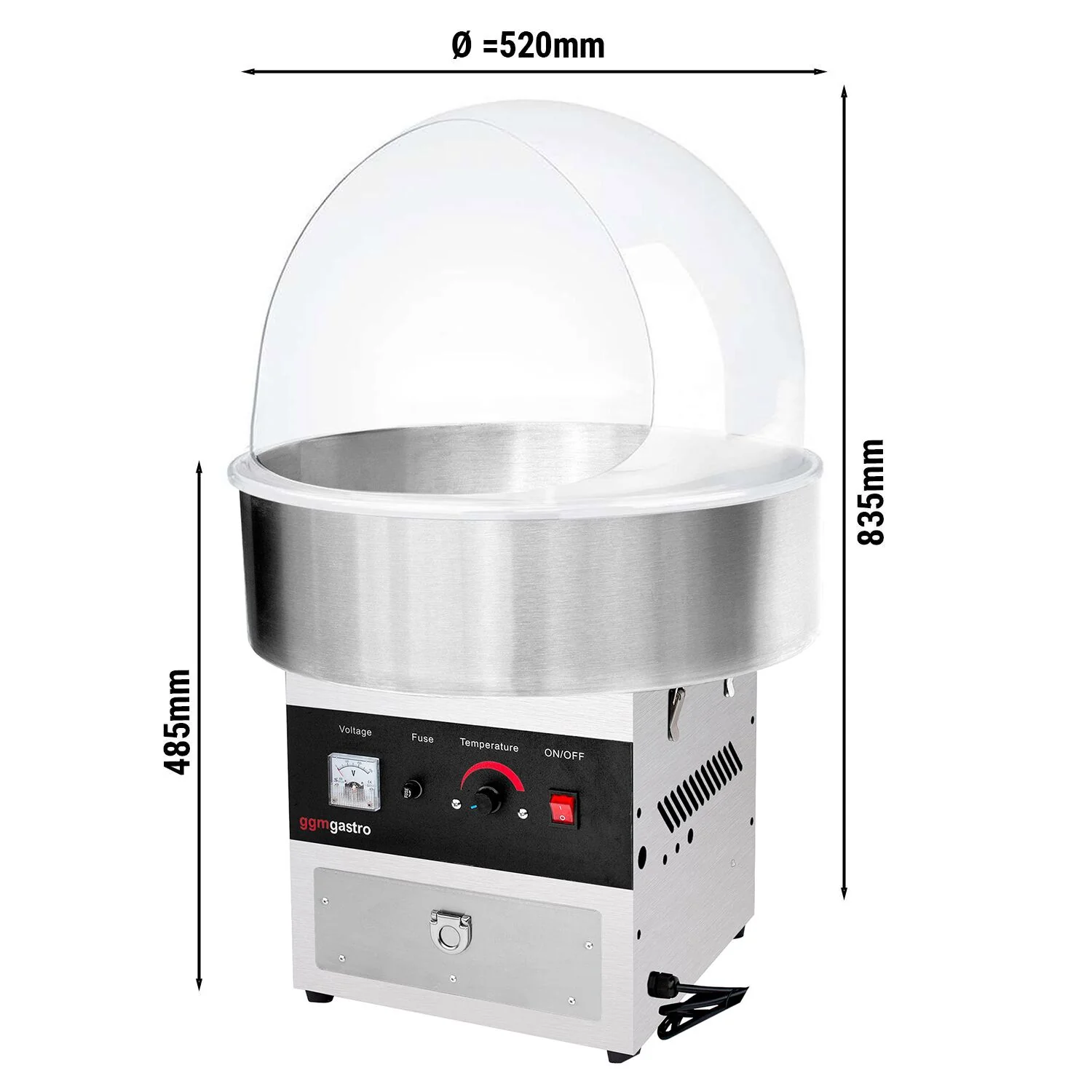 Sukkerspinnmaskin - ? 520 mm - 950 W - rustfritt st?l - inkl. hygienebeskyttelse