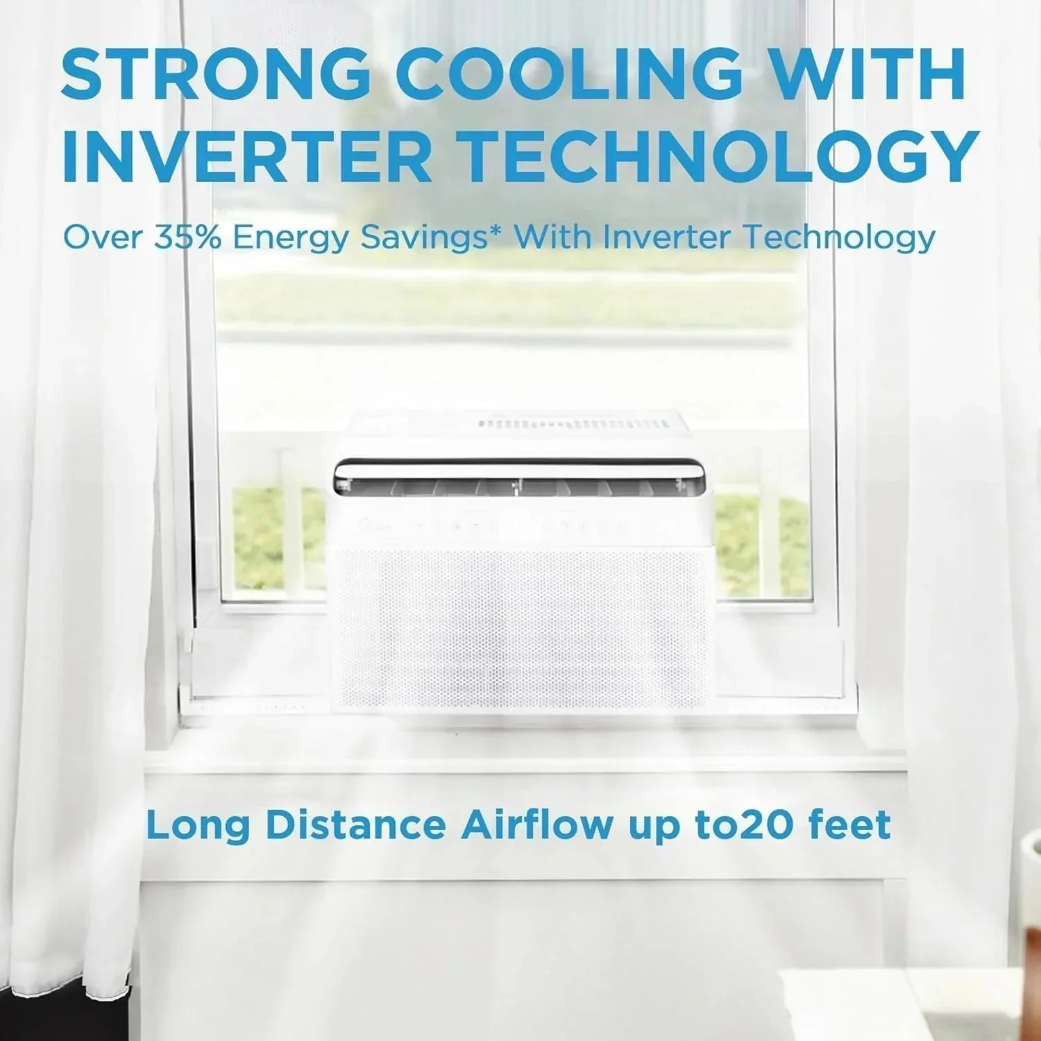 Midea 12,000 BTU U-shaped smart inverter window air conditioner cools rooms up to 550 square feet