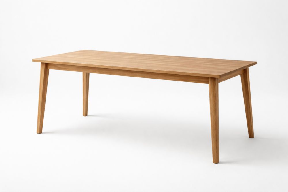 Solid Oak Dining Table Rectangular Natural Finish 180x90x75cm