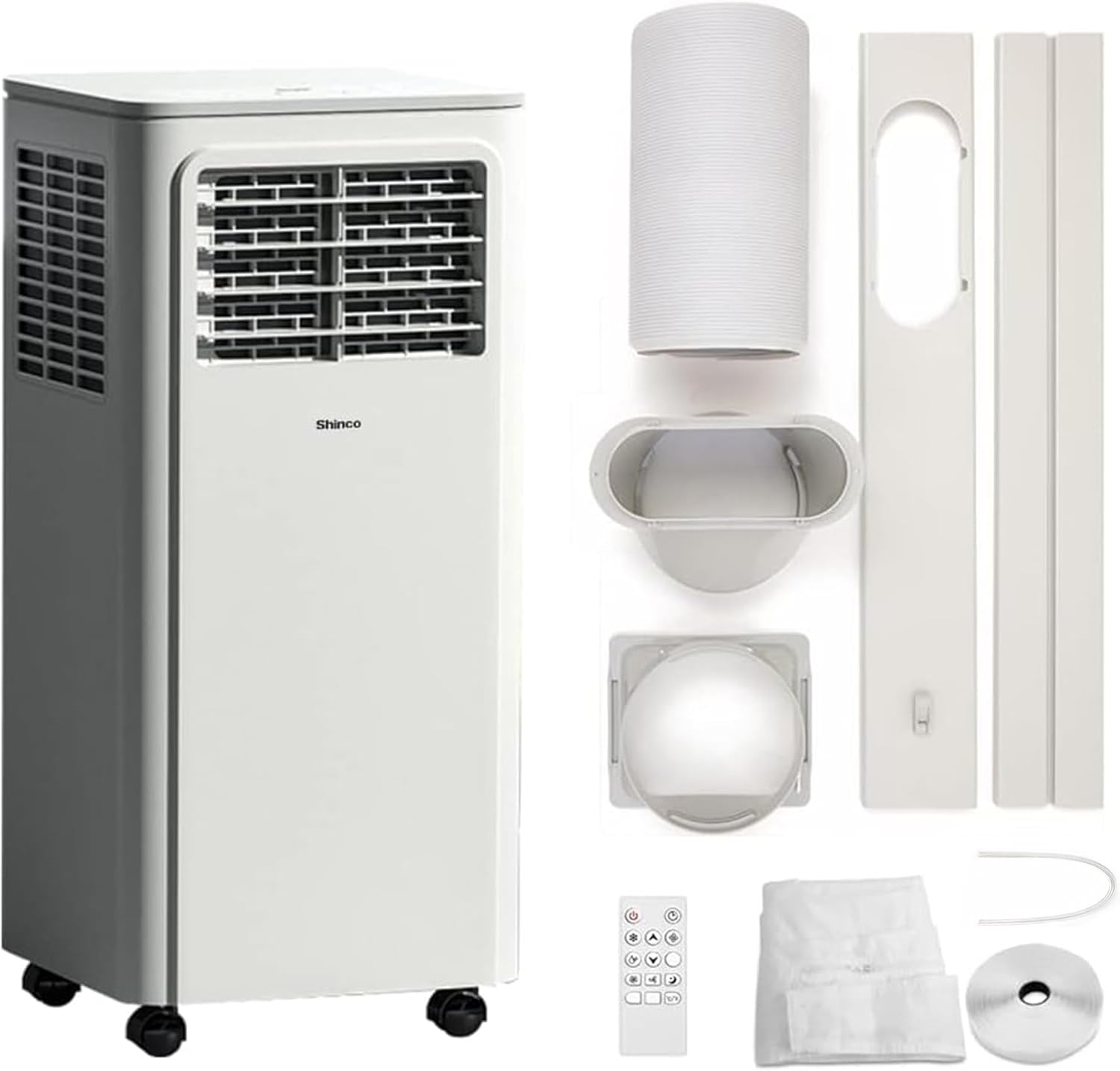SHINCO Mobile Klimaanlage mit Abluftschlauch, 3-in-1Klimaanlage mit Luftentfeuchter&Ventilator, 7000BTU, 2,05 kW, Mobiles Klimagert mit Schlafmodus, Timer und Montagematerial, Rume bis 54m