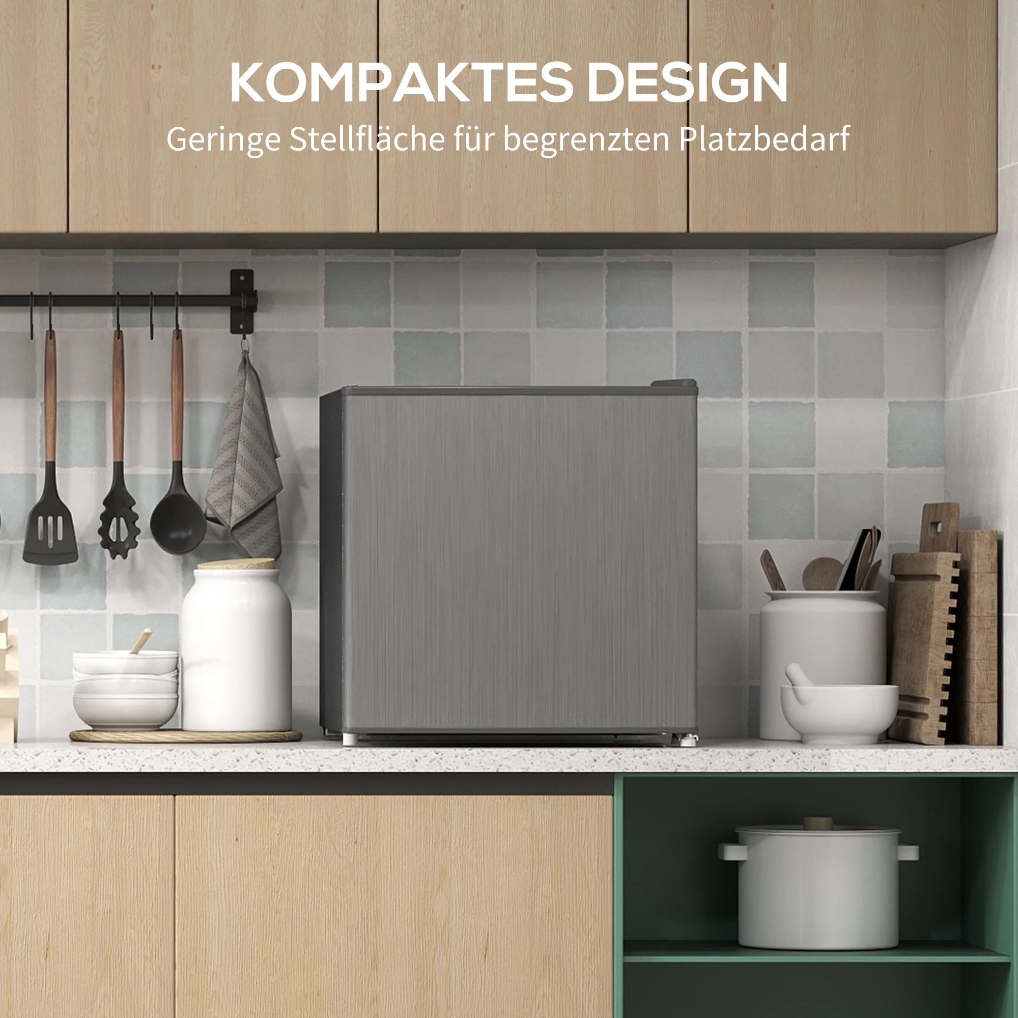 HOMCOM Mini-Vriezer 35 L, Electrische Vriesbox, Vrijstaand 161W, Mini Diepvrieskist 47 x 44,2 x 48,8 cm, Grijs