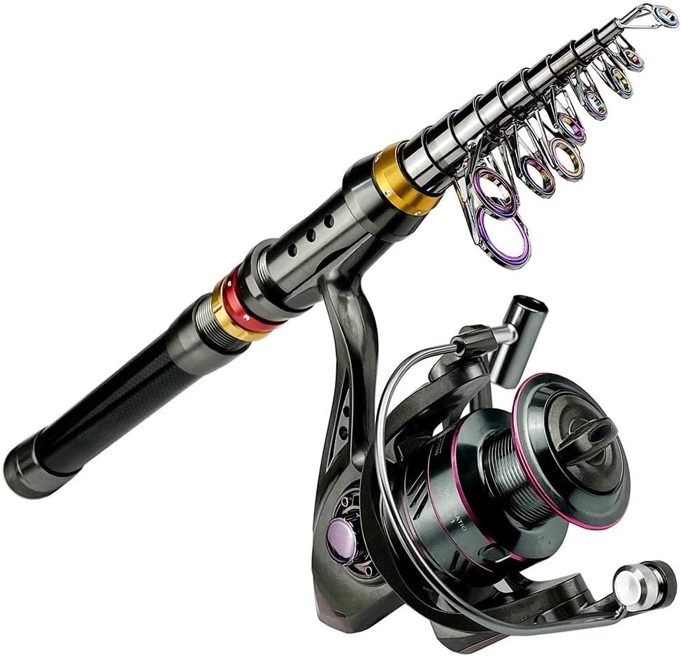 Angelrute Carbon Fiber Angelrute und Rolle Combo Super Harte Teleskop Angelrute Rolle Kit Teleskopisch(3.6M Rod 5000 Reel)