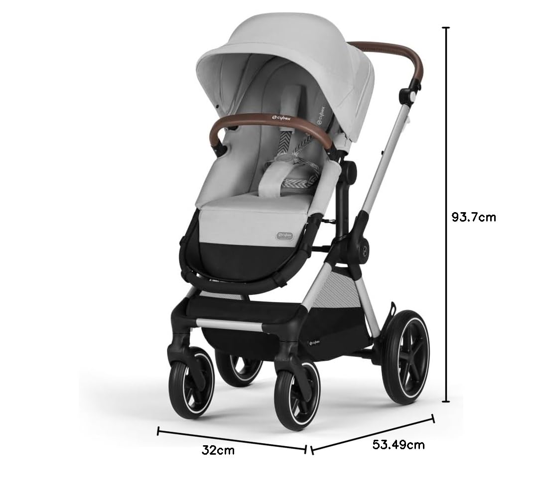 CYBEX Gold Kinderwagen EOS Lux 2-in-1 mit Babyschale Aton B2 i-Size und Babyschalen-Adapter, Reisesystem, Ab Geburt bis 22 kg (ca. 4 Jahre), Moon Black (Schwarz)