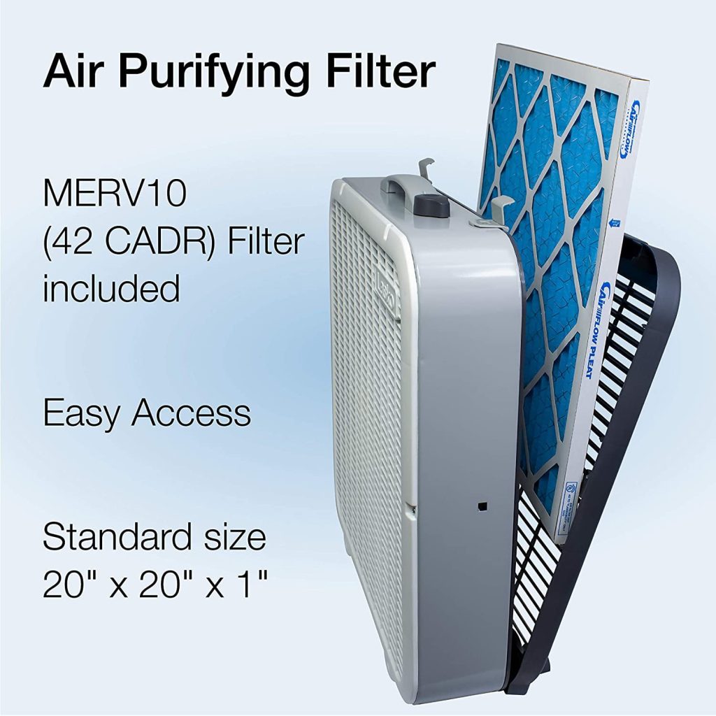 Lasko Air Flex 2-in-1 Box Fan & Air Purifier, 20-Inch, 3 Speeds, White, FF305