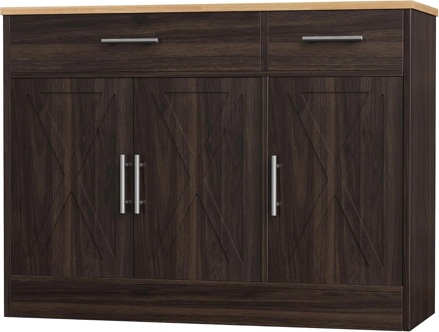 Shintenchi Modern Farmhouse Sideboard Buffet Cabinet with Storage with 3 Doors