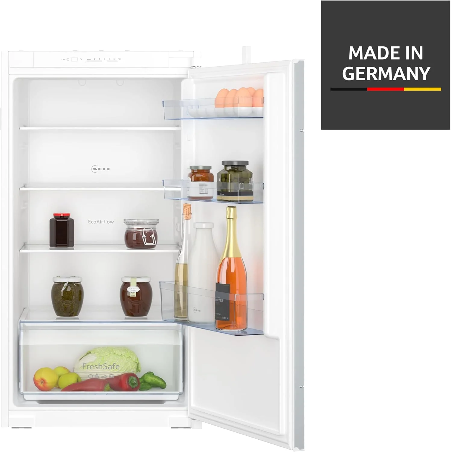 NEFF KI1311SE0, N 30, Einbauk��hlschrank, 102,5 x 56 cm, 165 L K��hlen, Made in Germany, Leise, Sicherheitsglas, FreshSafe Schublade, Eco Air Flow f��r konstante Innentemperatur, Schleppscharnier