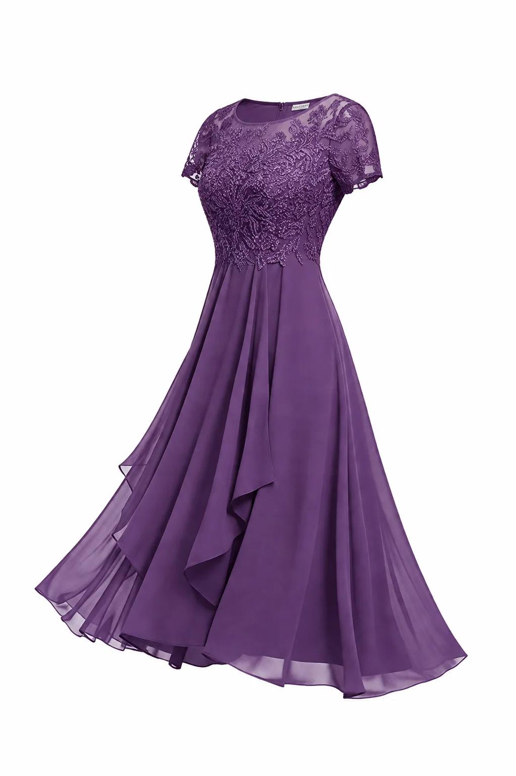 Elegantes Midi-Hochzeitsgastkleid mit Stickerei