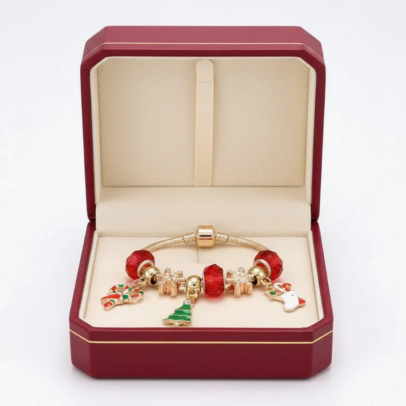FROSTLET – Feestelijke Suikerriet Charm Armband met Verstelbare Zilveren Ketting
