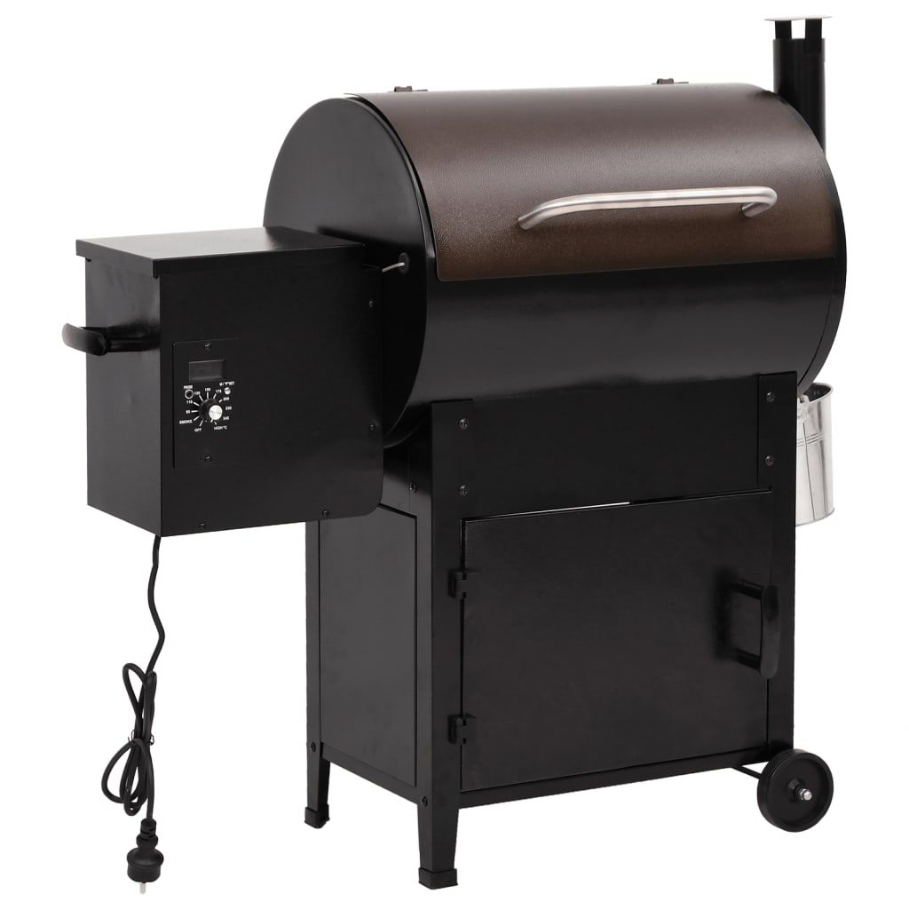 Grill pelletowy z kominem, czarny żelazo, 104 cm, Vidaxl