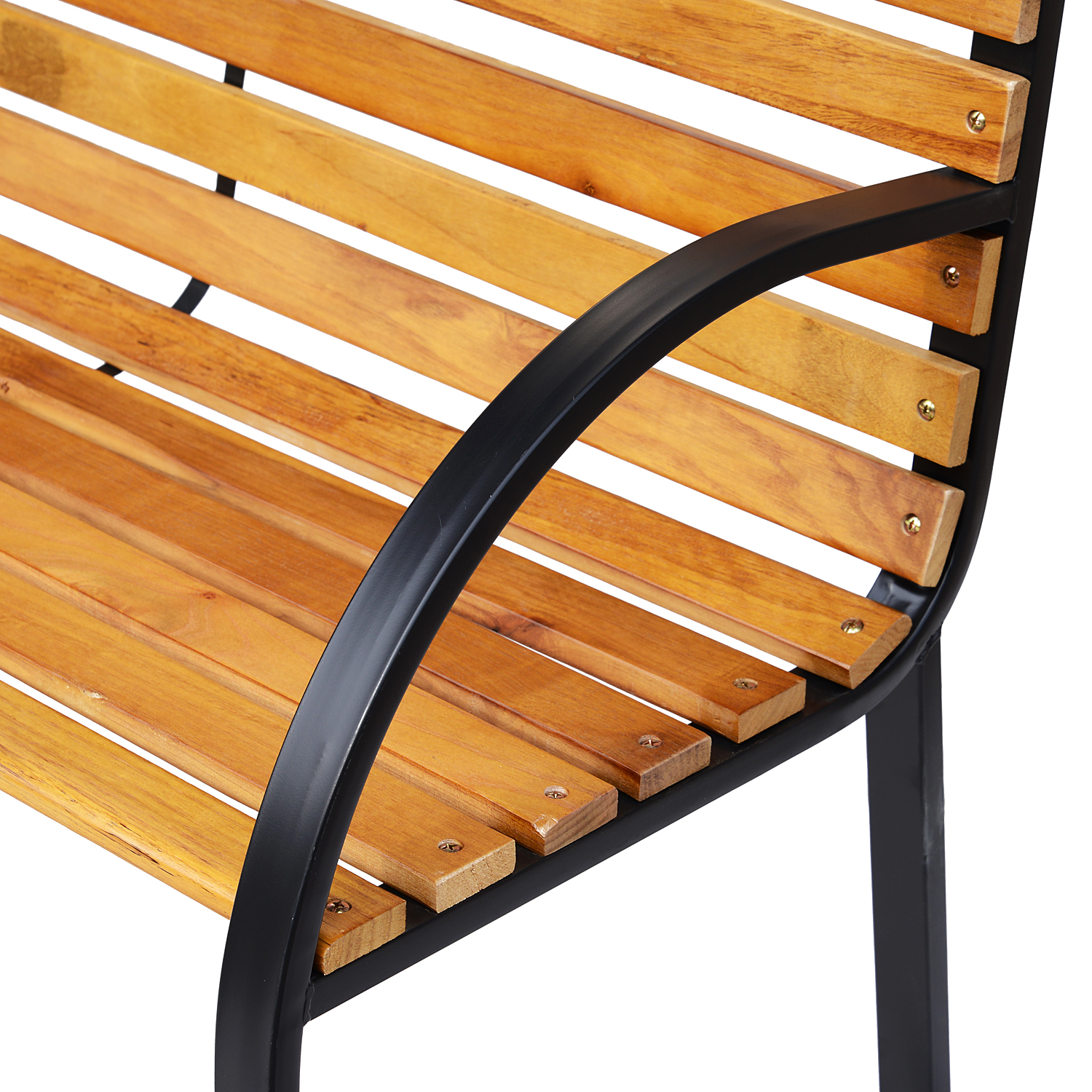 Tuinbank 2-zits zitbank parkbank tuin staal + hout naturel