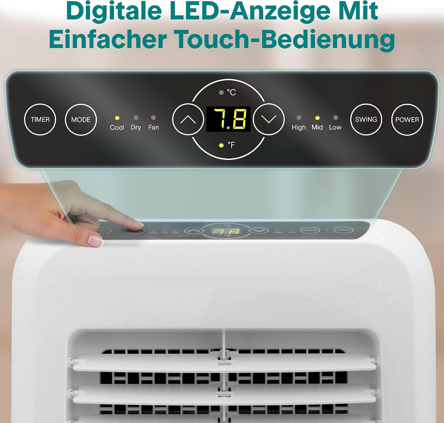 SereneLife Mobile Klimaanlage 3,5 kW 12000 BTU – 51 dB Leises Klimagerät für Schlafzimmer bis 37 m², Angenehme Kühlung an heißen Tagen, mit Entfeuchter, Lüfter & Fernbedienung