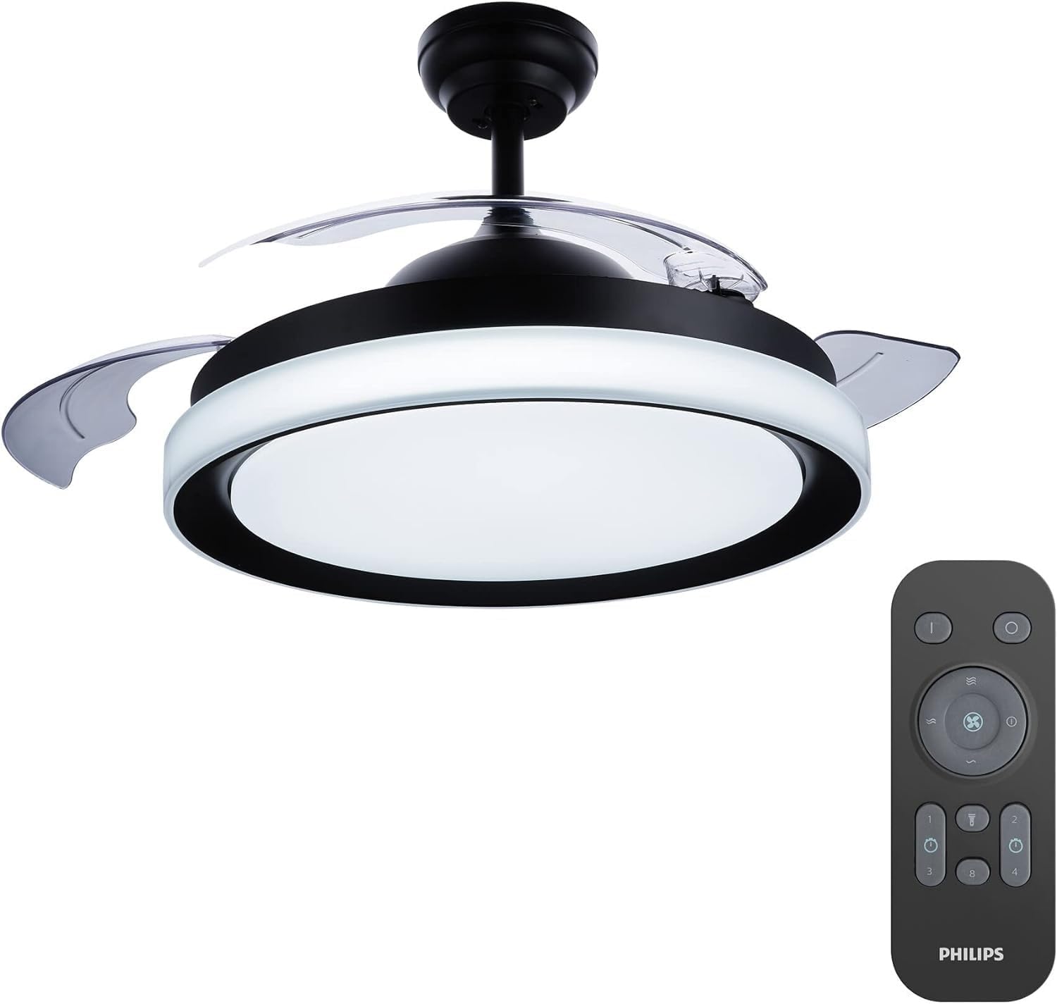 Ventilateur de plafond Philips Lighting Atlas avec éclairage LED et télécommande 106 cm Nickel