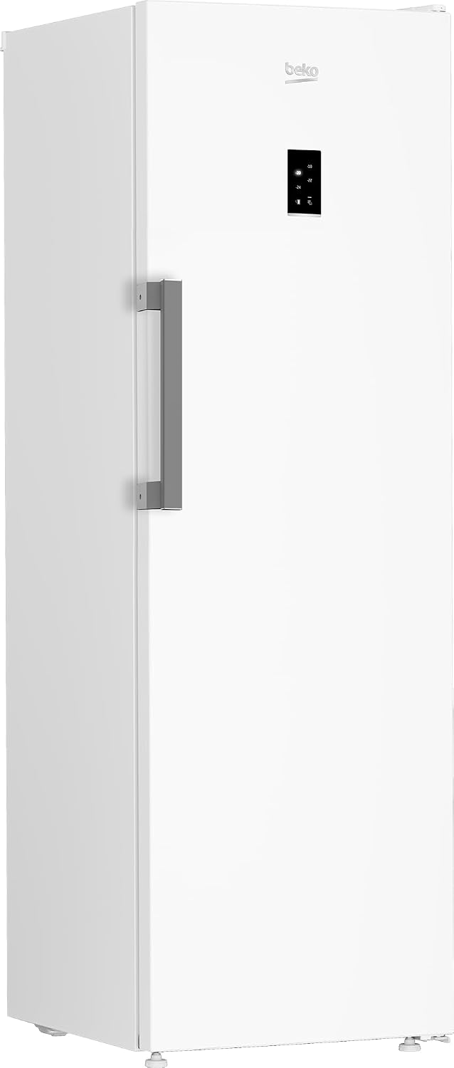 Beko B7RFNE316W Gefrierschrank, 286 l Nettovolumen, No Frost, Schnellgefrierfunktion, Multifunktionsdisplay, 5 Gefrierschubladen + 3 Fächer, 34 dB (A), in unbeheizten Räumen nutzbar, Weiß