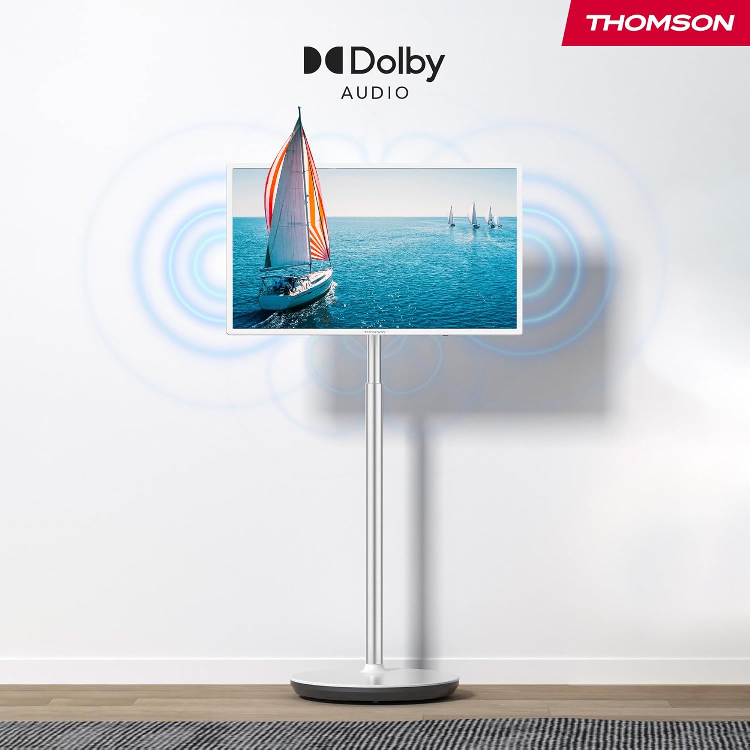 Thomson 32 Zoll (81 cm) Go TV, Tragbarer Android Fernseher – HD Ready (1366x768), Sprachsteuerung, Bluetooth 5.1, Wi-Fi, Hotspot-Funktion, Bis zu 4 Stunden Akkulaufzeit - 32HA4M44