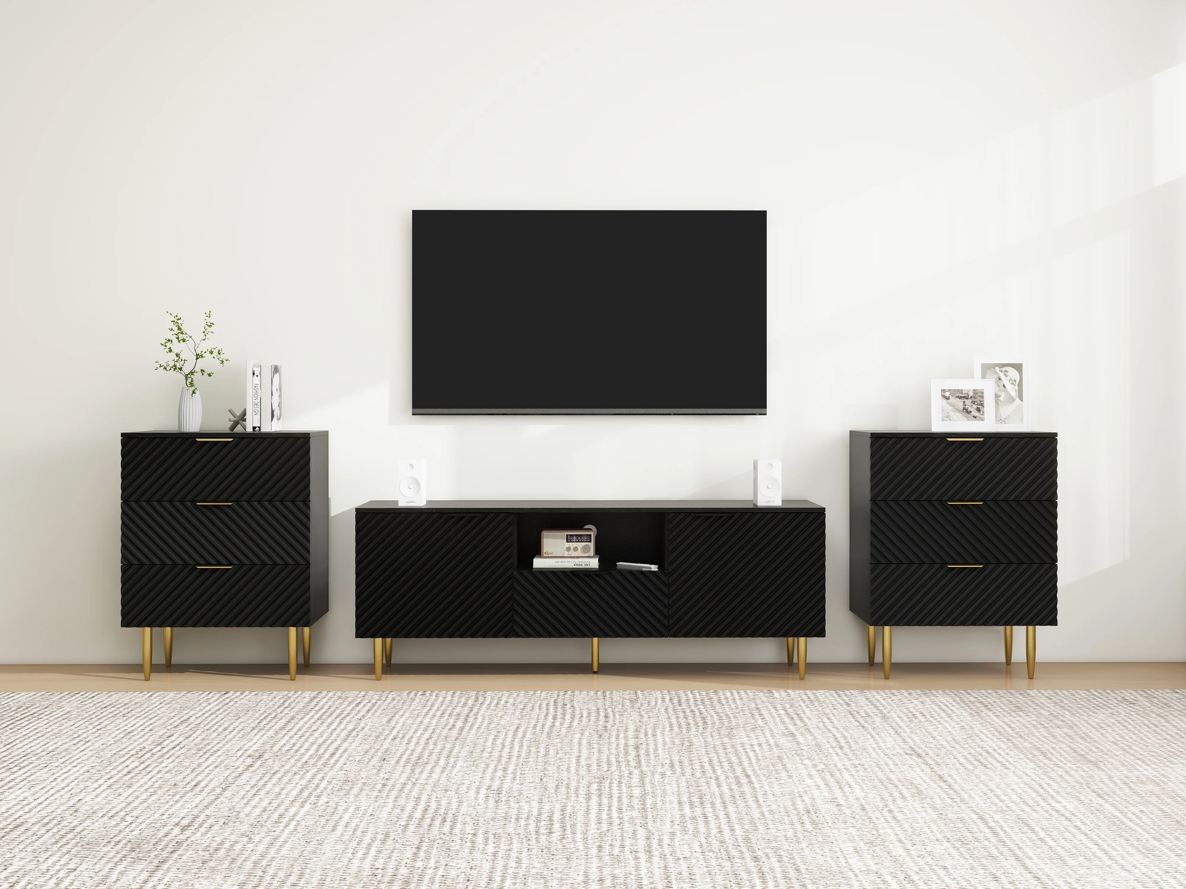 2025 GeeHome TV Meubel met Massief IJzeren Poten �C Moderne Console Tafel voor Woonkamer of Slaapkamer