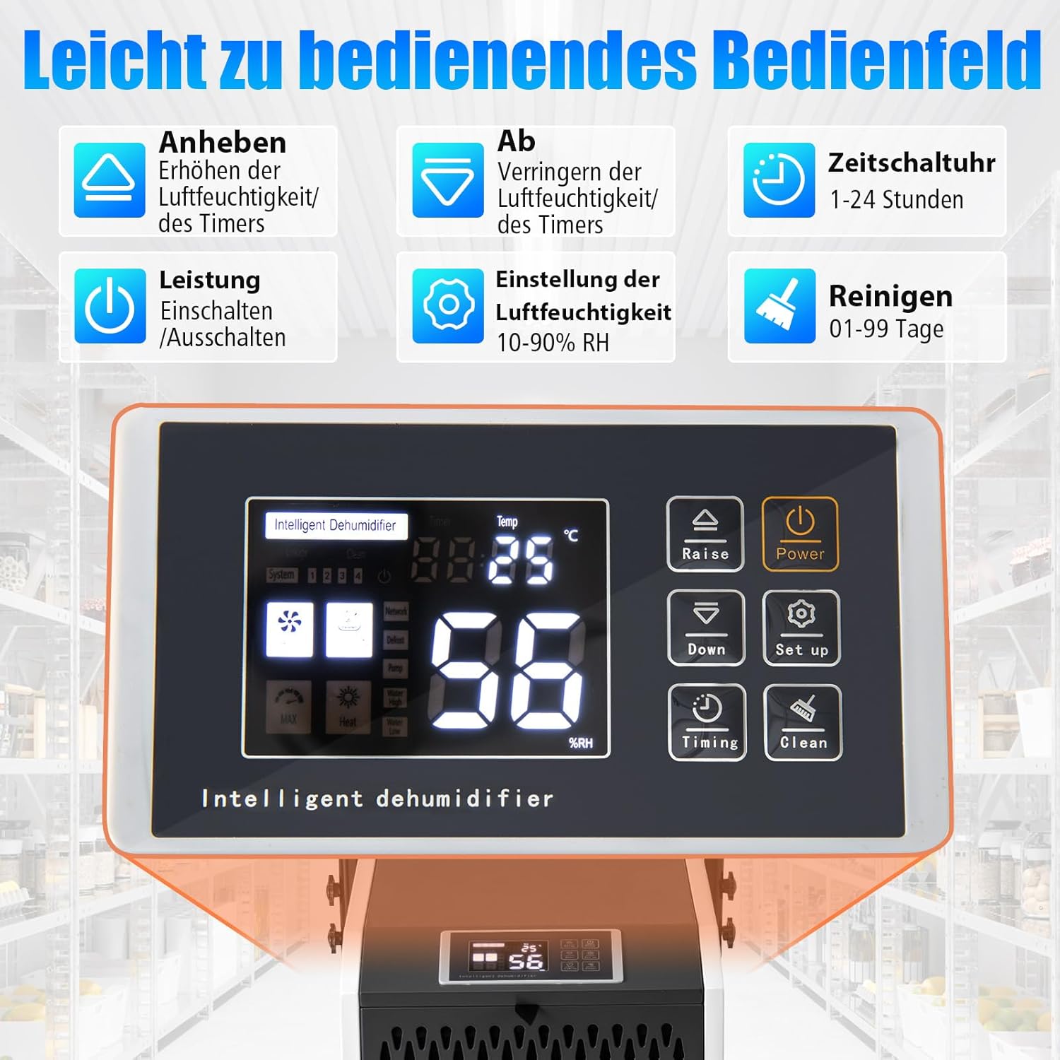 COSTWAY 73 L/Tag kommerzieller Luftentfeuchter, industrieller Bautrockner mit Ablaufschlauch & 24H Timer, tragbarer Entfeuchtungsgerät mit Rollen für Keller, Lager, Baustelle bis zu 695m³ (Weiß)