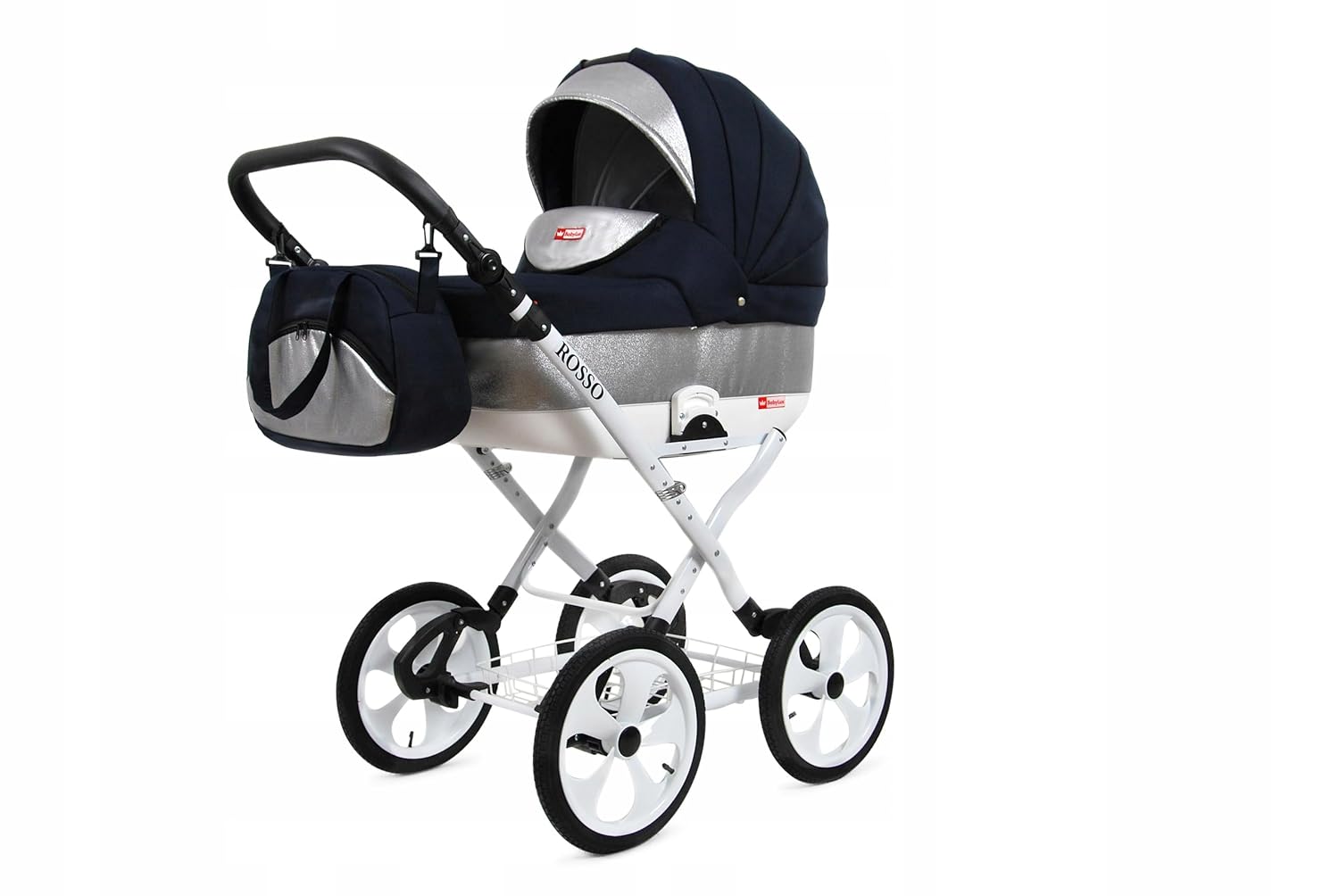 BabyLux® Bambimo Kinderwagen Set 2 in 1 - Rosso - incl. Babywanne, Buggy Sportsitz - Kinderwagenset - Kombikinderwagen mit Wickeltasche, Regenschutz, Moskitonetz, Cupholder usw.