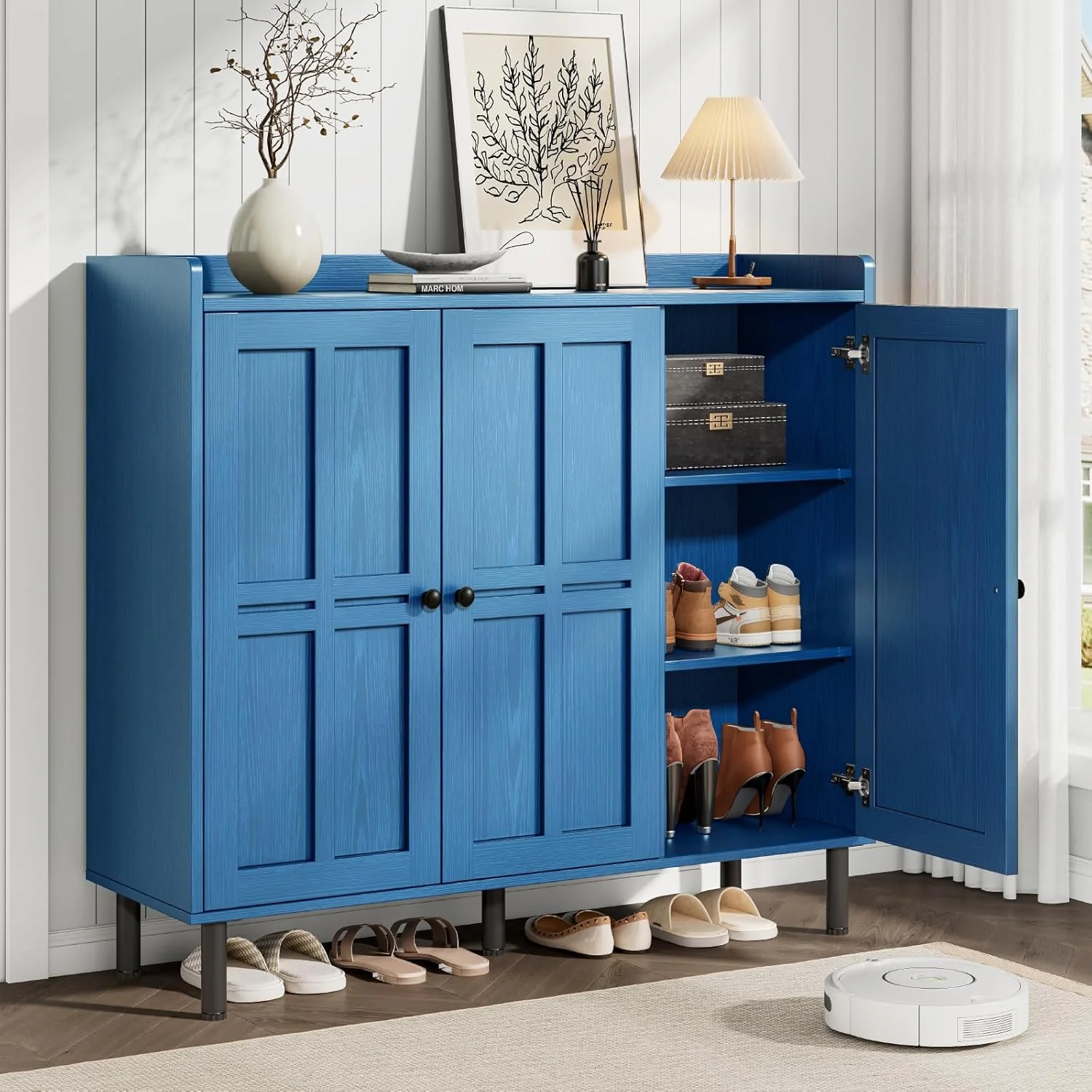 ONBRILL Shoe Cabinet with 3 Doors and Adjustable Shelves, 30 Pairs Shoe Storage Cabinet