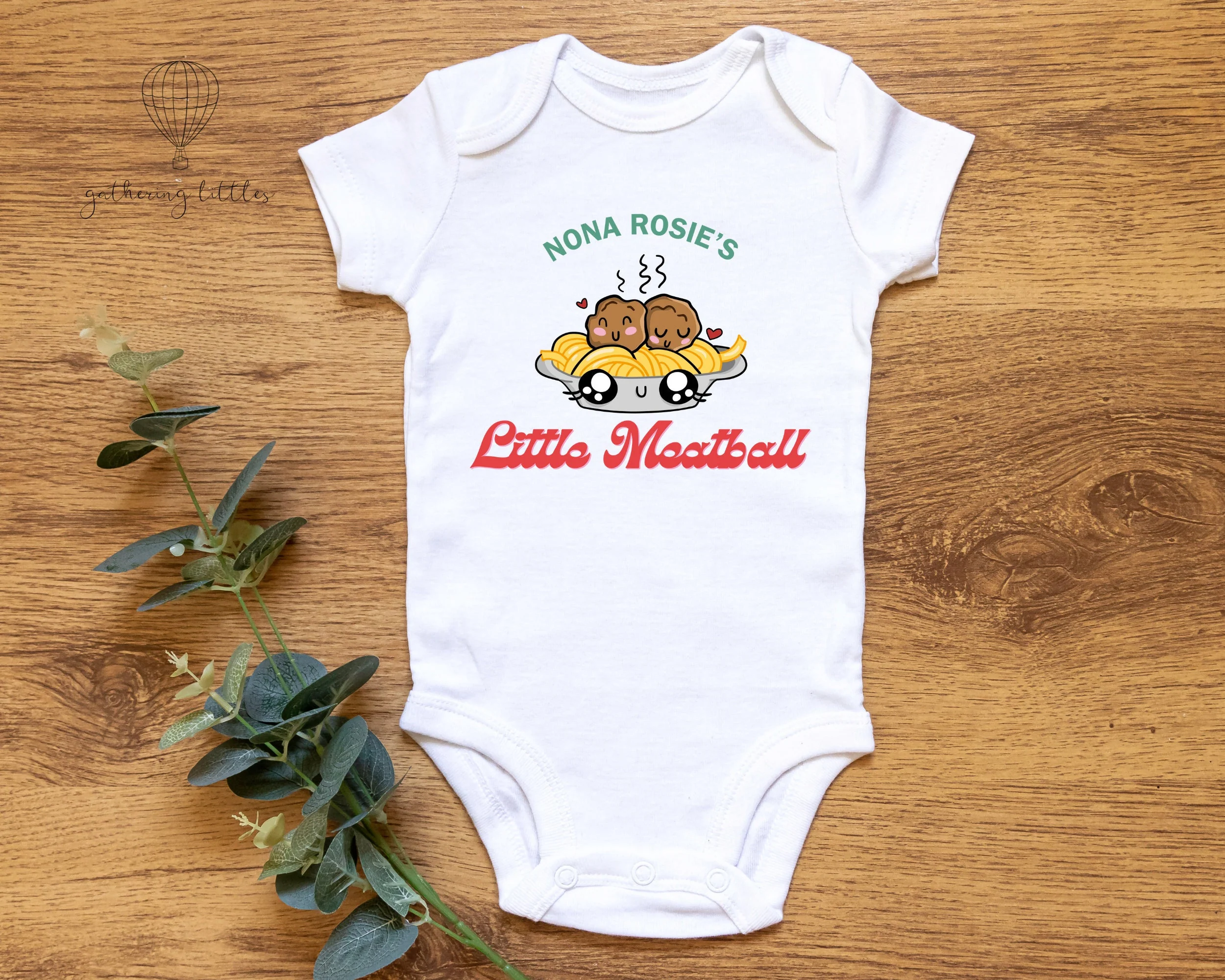 CUSTOM Little Meatball Baby Onesies? Baby Bodysuit Funny Baby Italian Baby Cute Baby Gift Food Kids Tshirt - Nona's Little Meatball