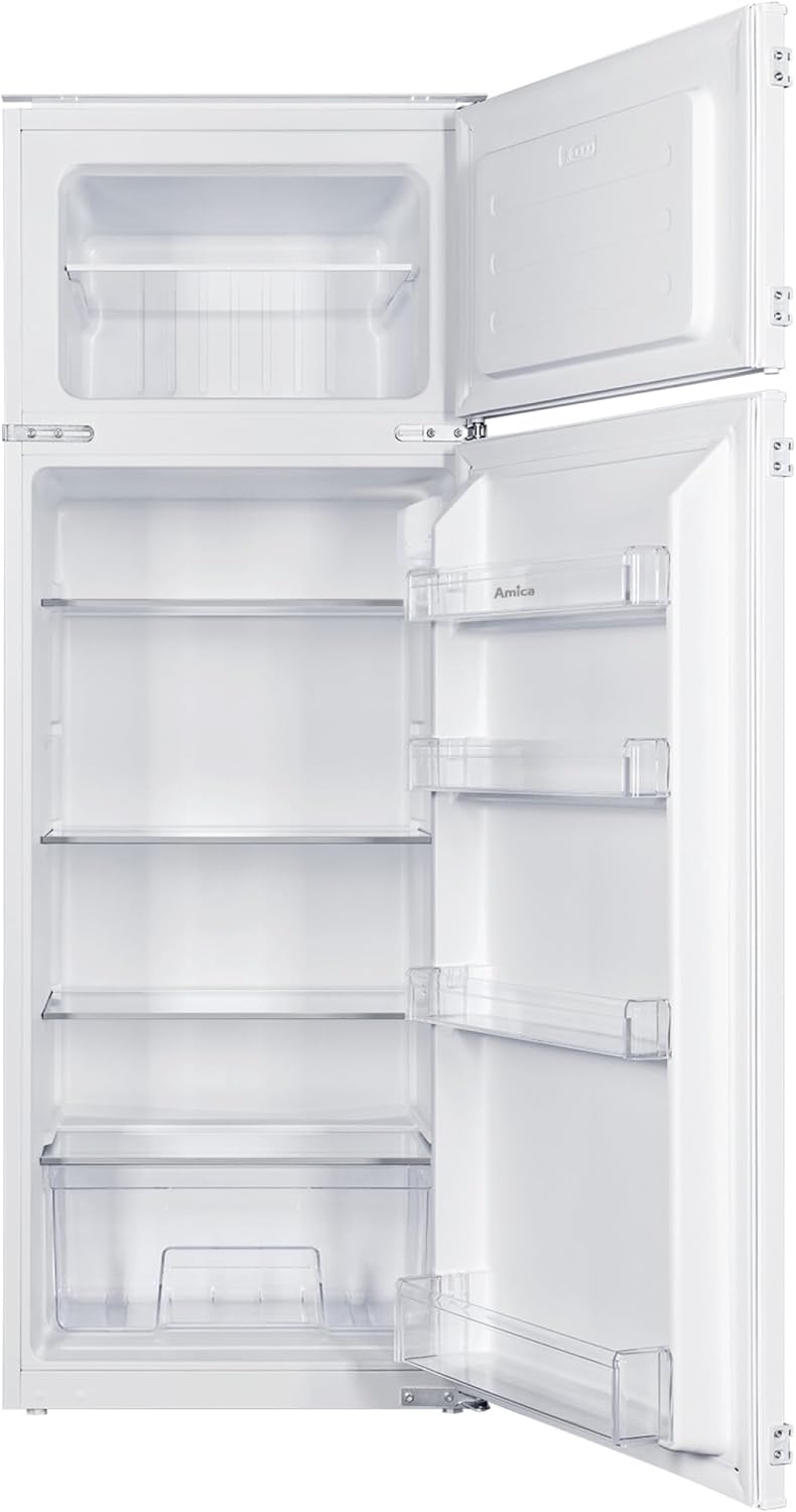 Amica Einbau-Kühlschrank mit Gefrierfach oben, Doppeltür, 145 cm Nische, Schlepptür-Technik, elektronische Steuerung, Inverter-Motor, LED-Beleuchtung