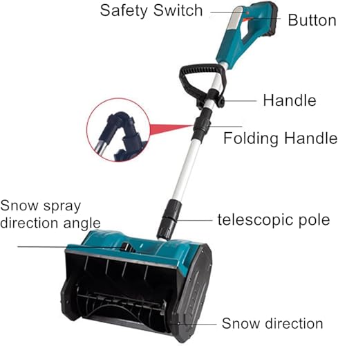 WaaYb Spazzaneve Spazzolato con Pala per Rimozione Neve Senza Fili, Spazzaneve Elettrico con Regolazione in 3 Direzioni, Spazzaneve a Spinta Manuale con Pala da Neve Distanza di Lancio di 20 FT : Amazon.it: Giardino e giardinaggio