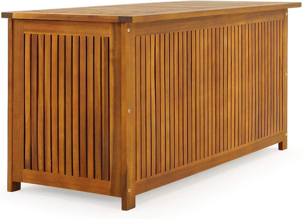 Casaria® Gartenbox Holz Akazie 205L Deckel 160kg Belastbarkeit Wetterfest Auflagenbox Aufbewahrungsbox Garten Balkon Wintergarten Sitztruhe 115x50cm