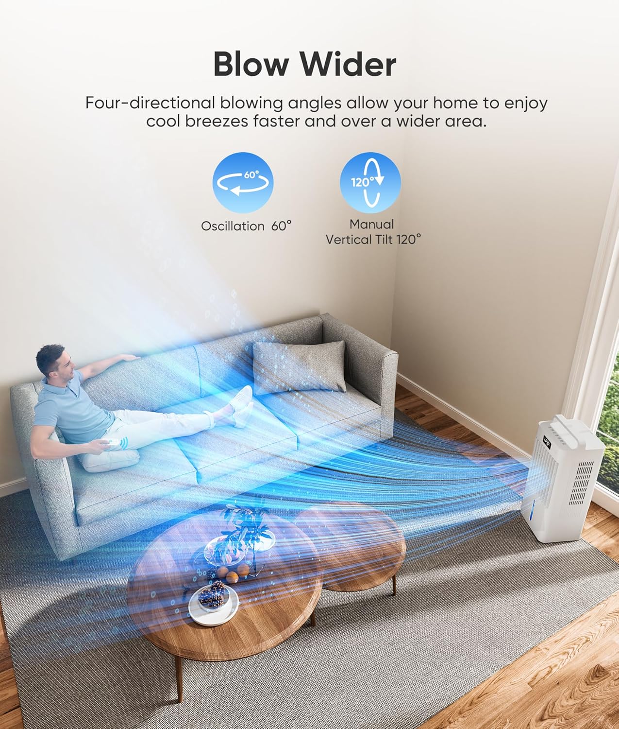 Portable Air Conditioners. 3-IN-1 Swamp Cooler. Evaporative Air Cooler.Remote & Touch Control. 90掳+90掳 Oscillation.LED Screen. Air Coolong Fan for Outdoor Indoor