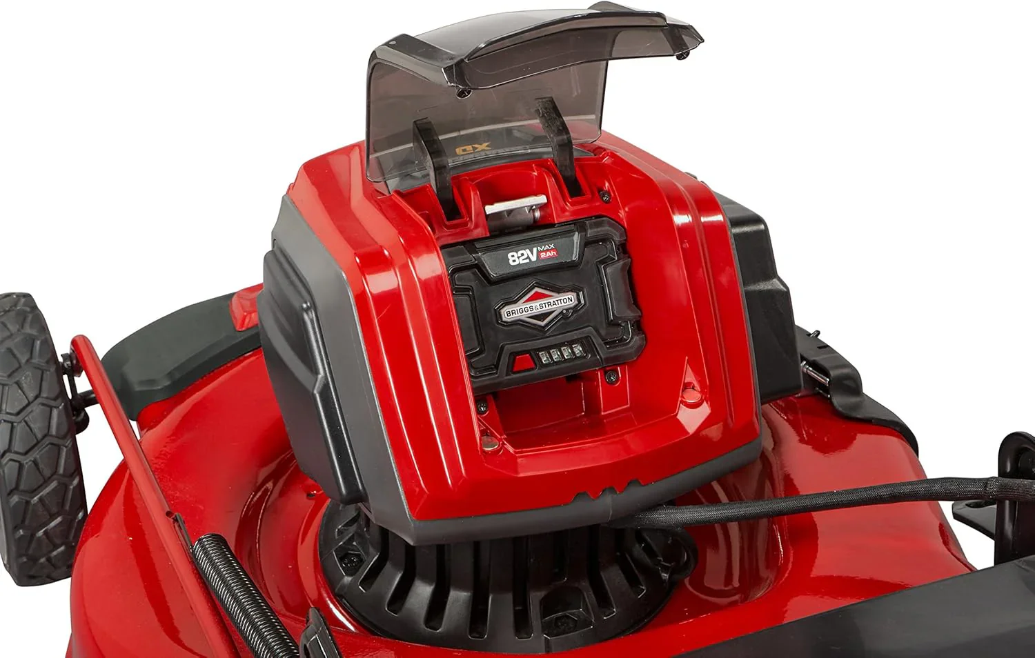 82V MAX 21�测�� Electric Cordless Lawn Mower. Steel Deck. 3-in-1 Design. Red/Black