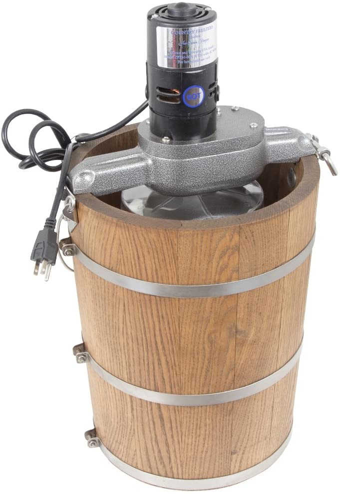 2025 6 qt Country Ice Cream Maker Classic Wooden Tub Country Electric Motor