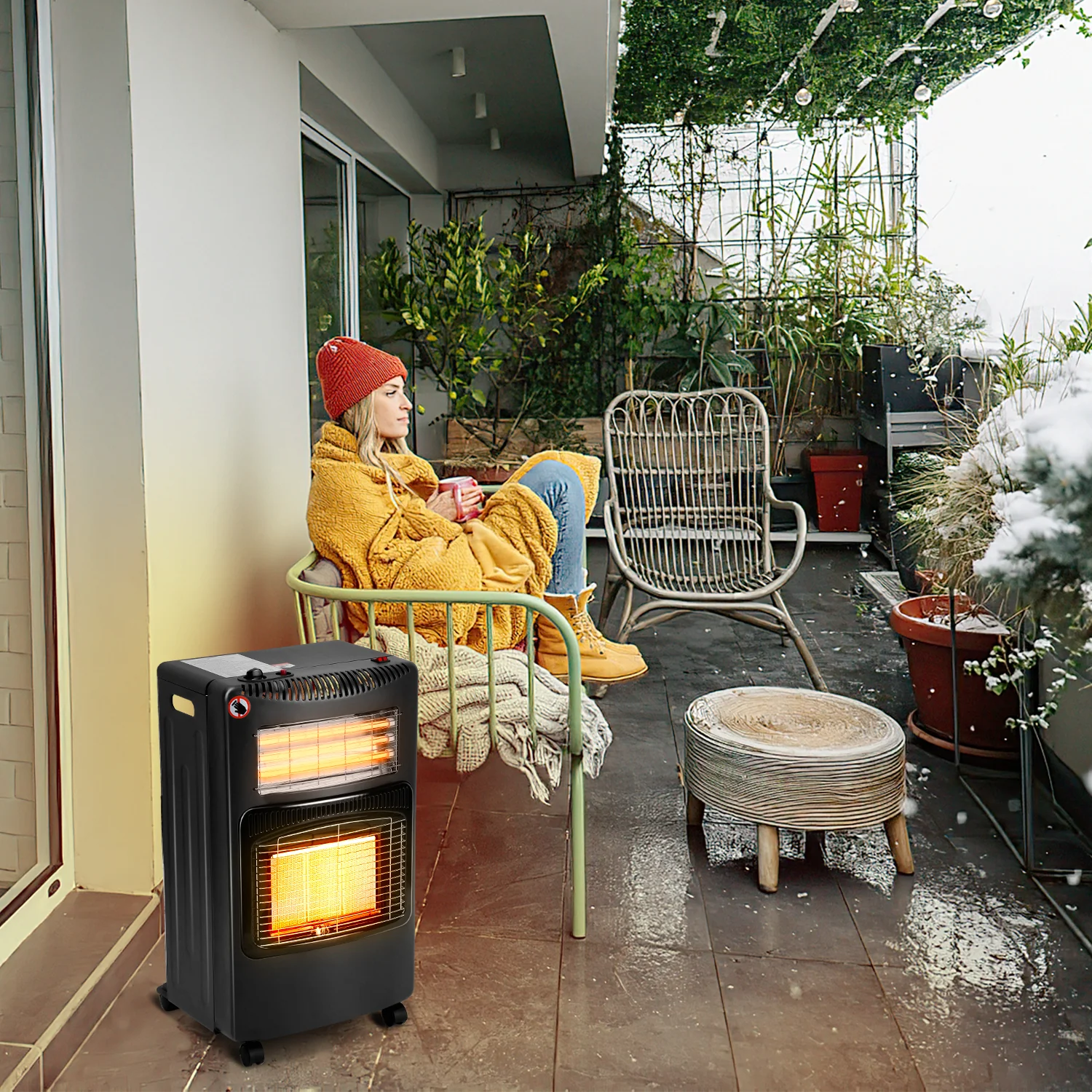 Sonnewelt Gasheizer 4200W und 1260W Elektrische Gasheizgert mit Druckminderer