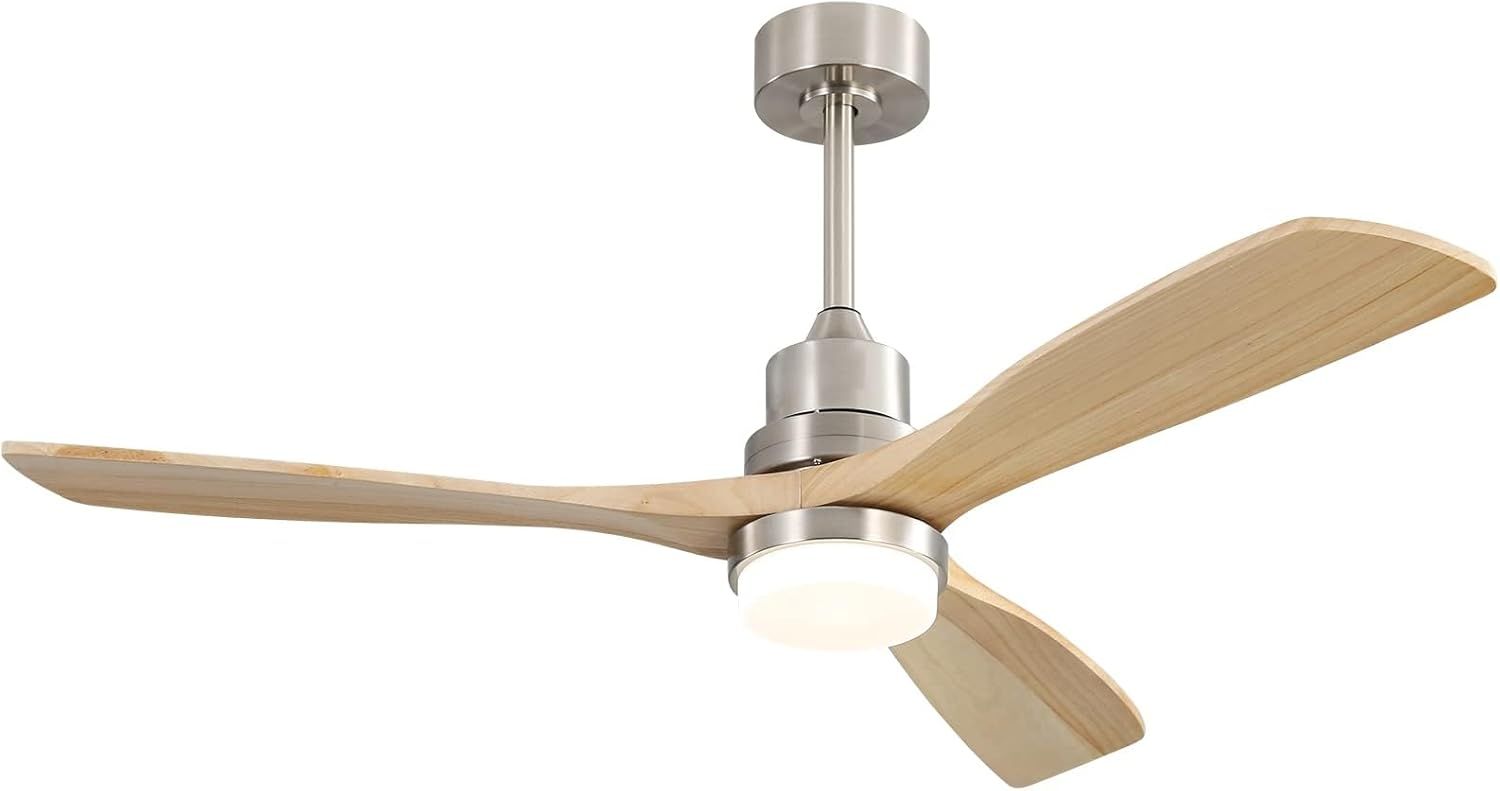 52 Inch Modern Ceiling Fan with Dimmable LED and Remote Control, Quiet Flush Mount Design for Indoor/Outdoor Use