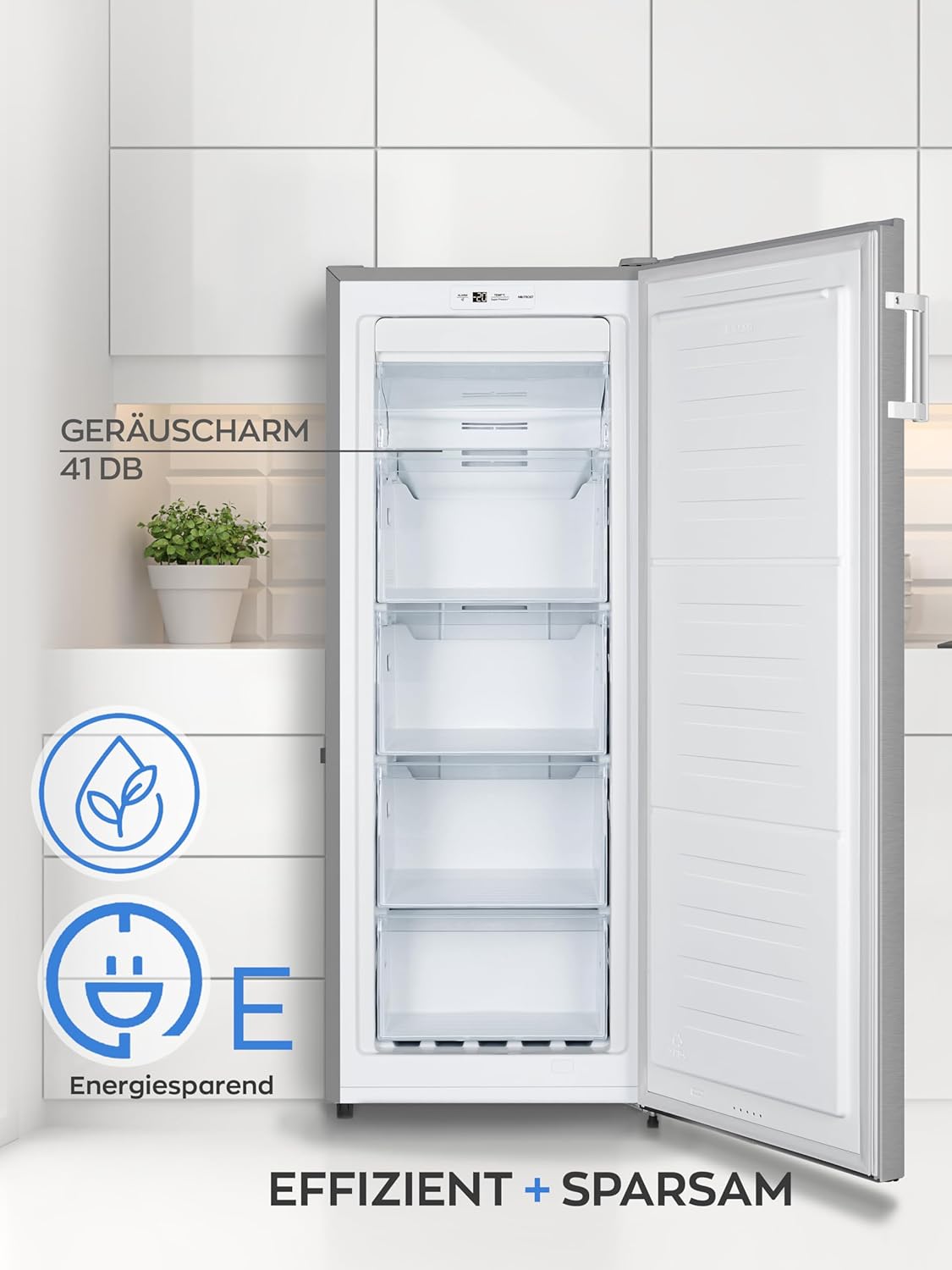 Heinrich´s Gefrierschrank Temperatur:-14°C~-24°C, Freezer, No-Frost Schutz, Gefrierschubladen + Gefrierfach, LED-Display,Airflow, wechselbarer Türanschlag, Alarmfunktion