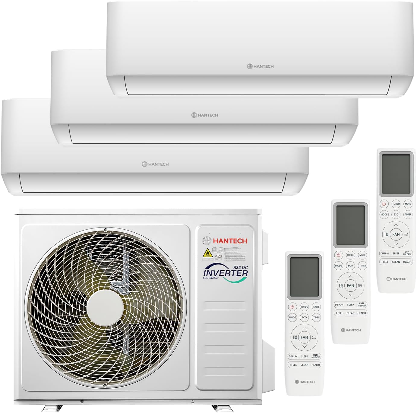 HANTECH Multisplit Klimaanlage 27000 BTU H-PRO mit 3x9000 BTU Inneneinheit WIFI