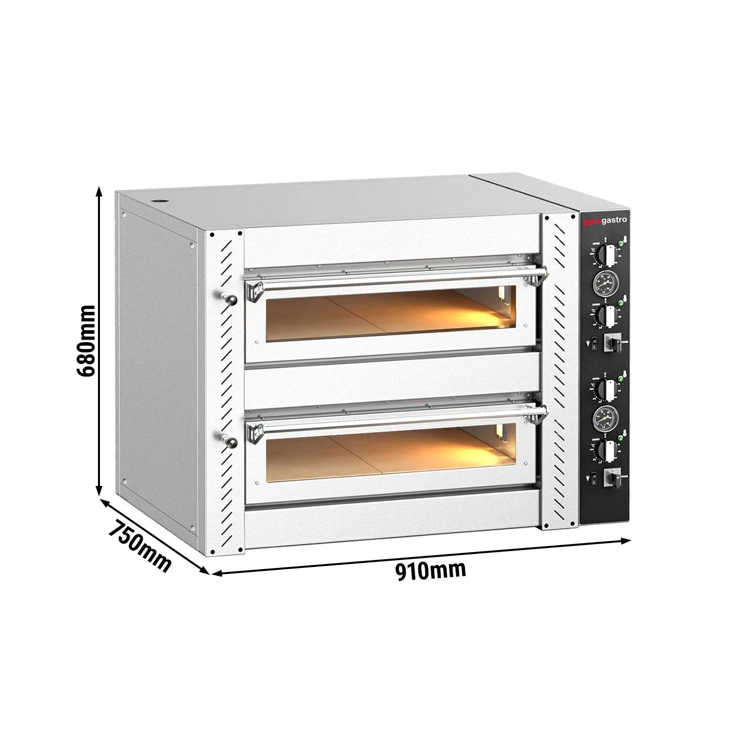Elektrisk pizzaovn �C 4 + 4x 25 cm �C manuell