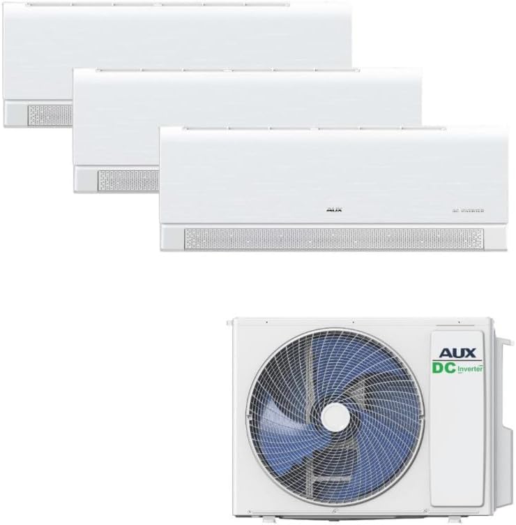 AUX A++ Klimaanlage Set Multi Split 36000 BTU (10,5 kW) - Außengerät + 3× Wandgerät mit WLAN - R32 Kältemittel - Mattweiß - leise Klimaanlage für 3 Räume, Büro & Schlafzimmer