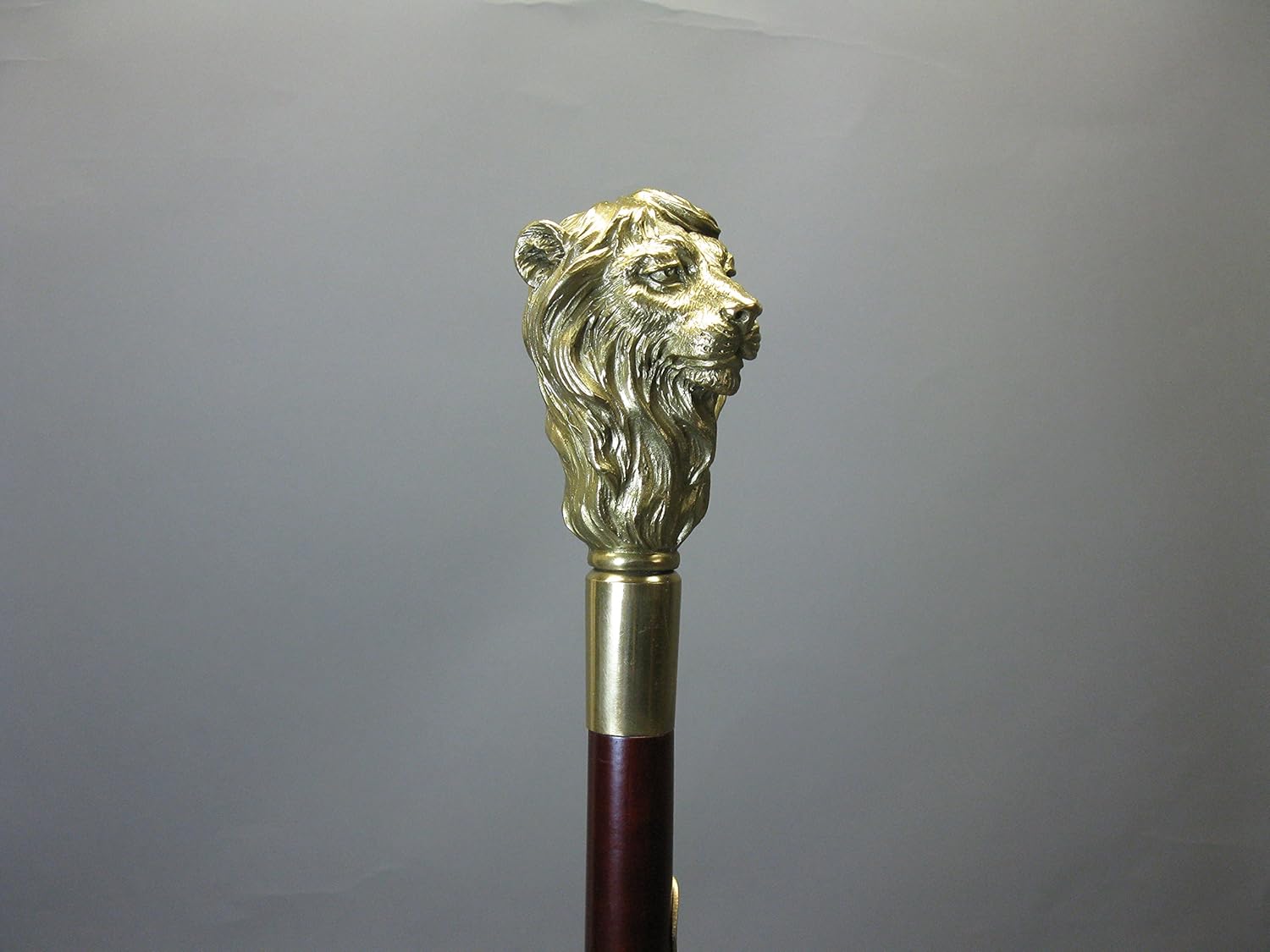 Gehstock Spazierstock Wanderstock Edelholz Messing Knauf Kapitänsstock Löwe 90cm M43 Walking Stick