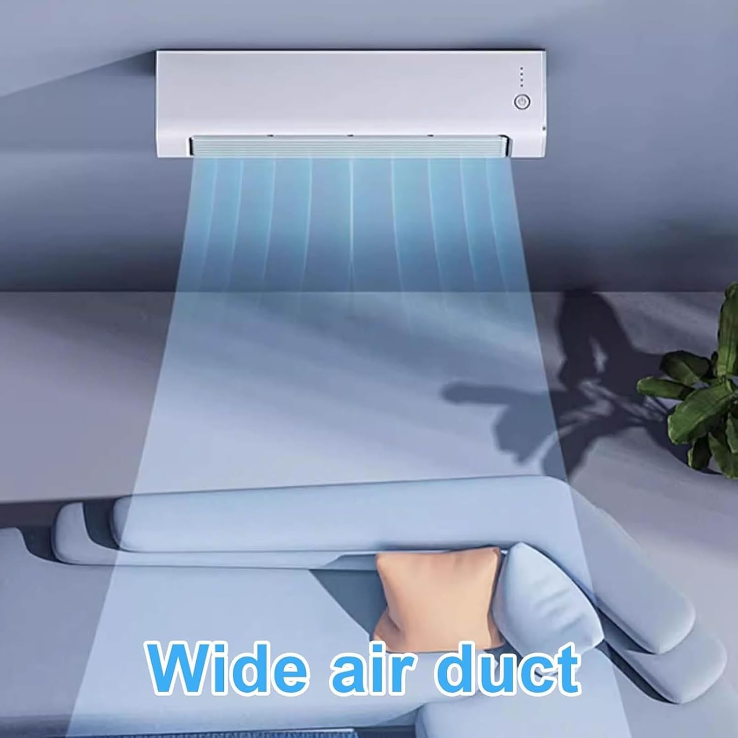 Tragbare Klimaanlage mit 3 Geschwindigkeitsstufen, kabelloser Fernbedienung und langem Luftauslass zur Kühlung von Wohnräumen, Schlafzimmern, Büros, auf dem Schreibtisch oder an der Wand