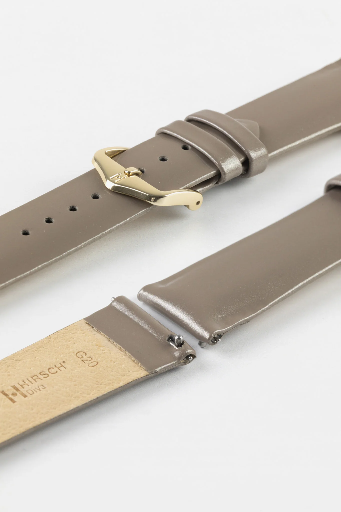 Hirsch DIVA Glossy Ladies Leather Watch Strap in SILVER