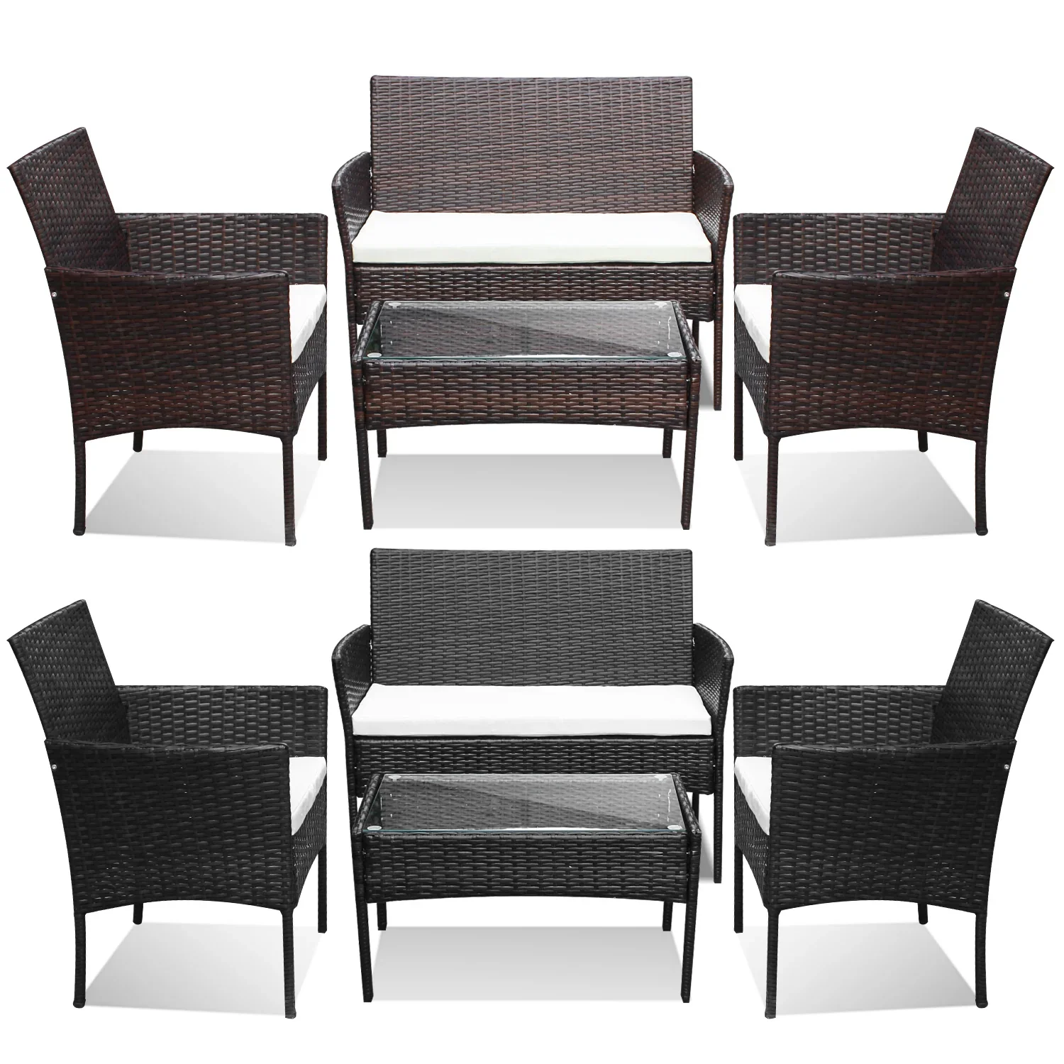 Sonnewelt Polyrattan Loungeset Tuinmeubelset
