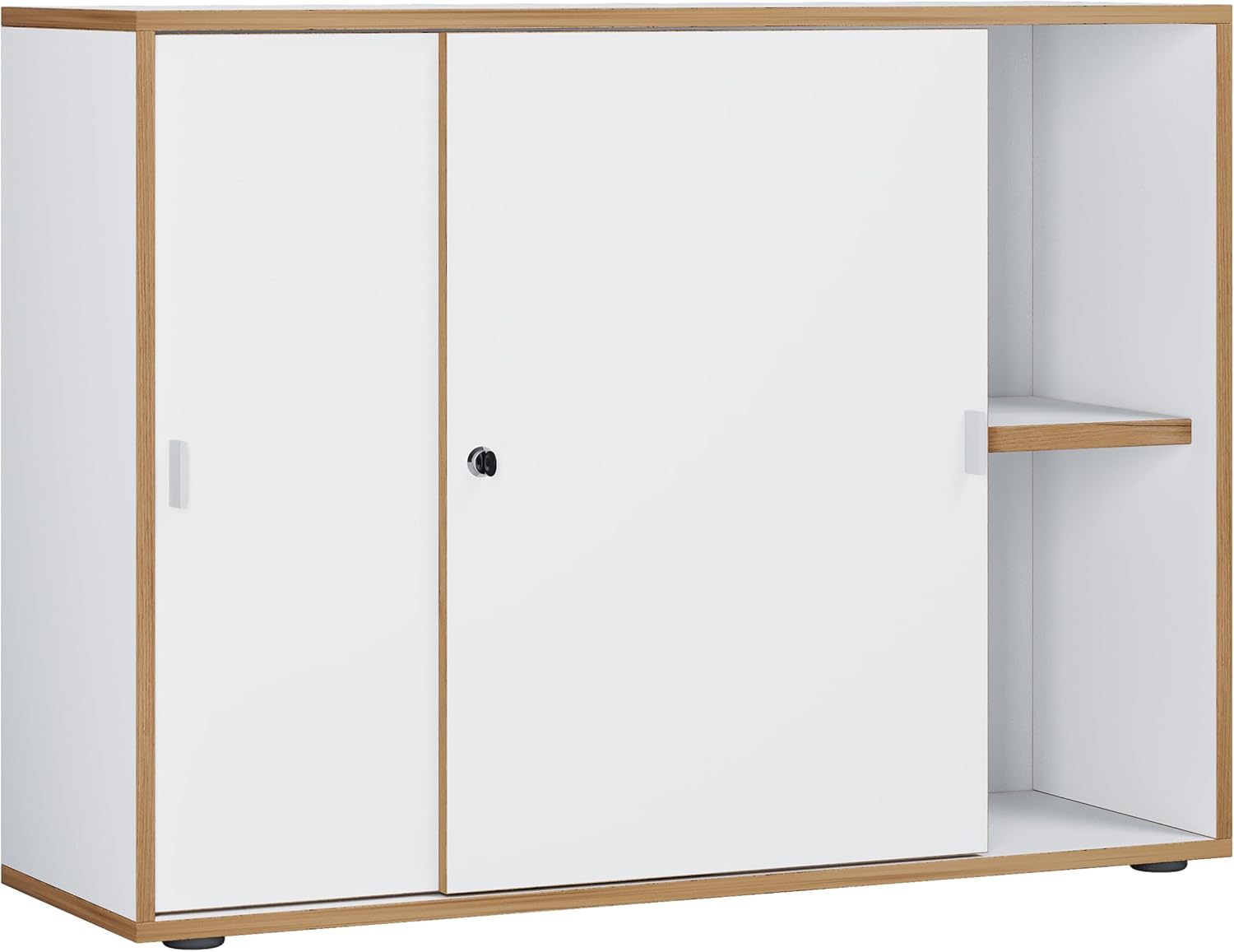 VCM Büroschrank mit 2 Fächern | moderner Aktenschrank mit Schiebetüren | Maße ca. H. 74 x B. 100 x T. 37 cm– Salia 2-Fach